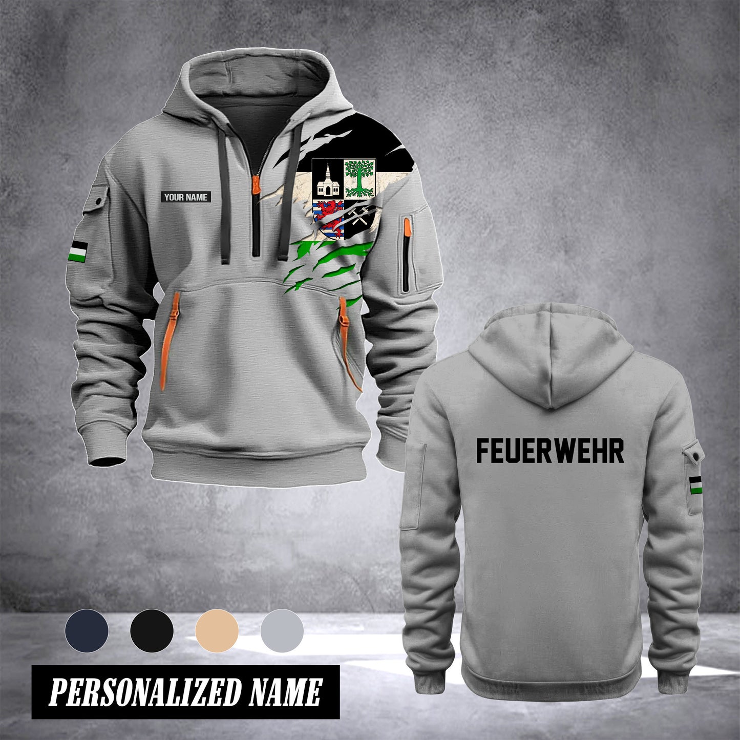 Firefighter Gelsenkirchen Germany customize Hoodie Half Zipper 0909