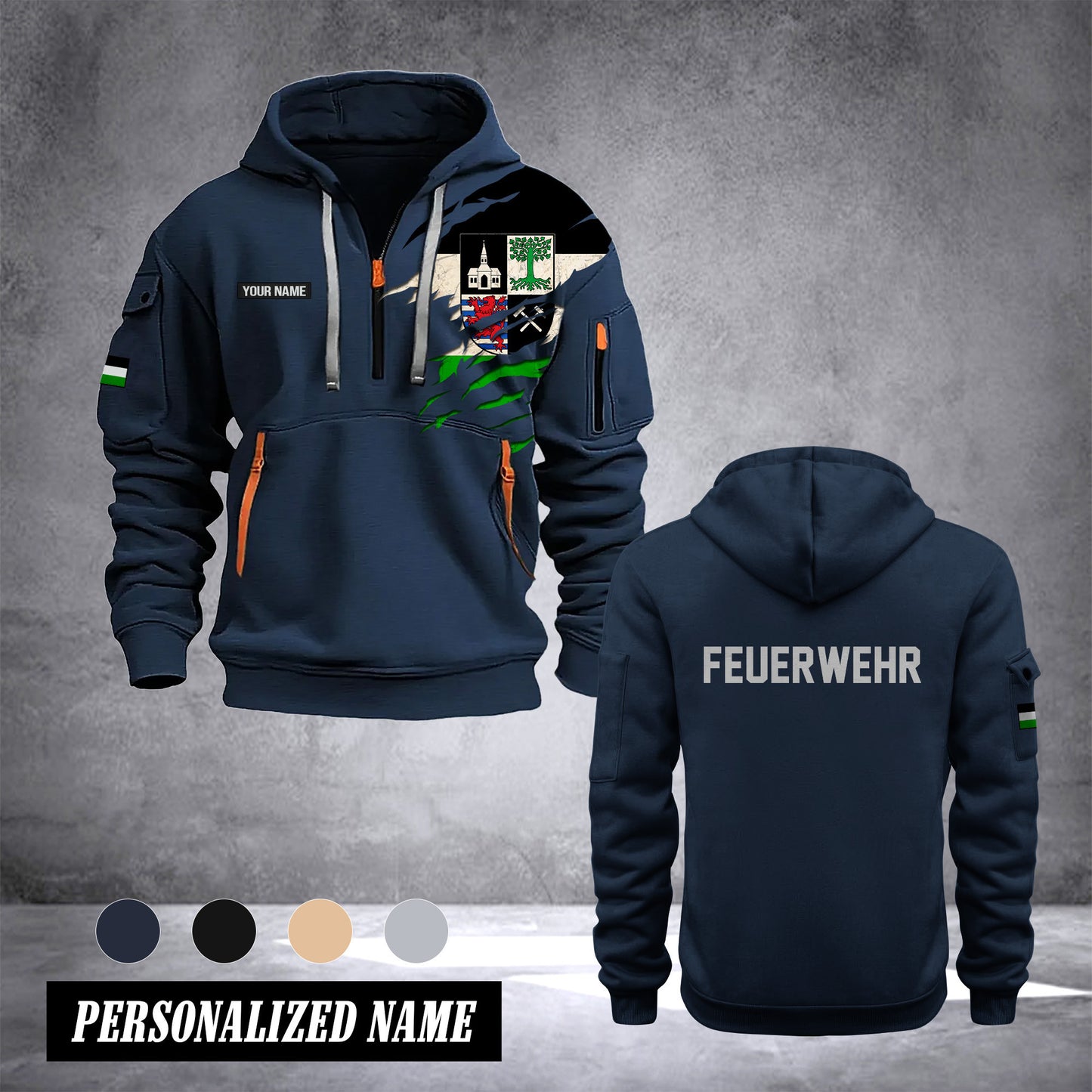 Firefighter Gelsenkirchen Germany customize Hoodie Half Zipper 0909