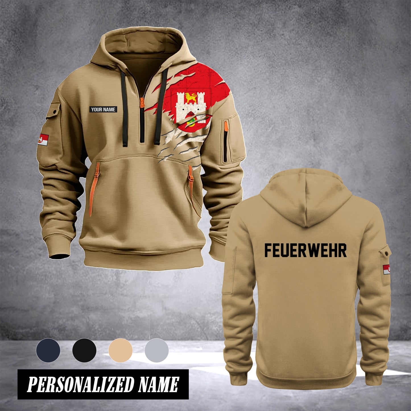 Firefighter Hannover Germany customize Hoodie Half Zipper 0909