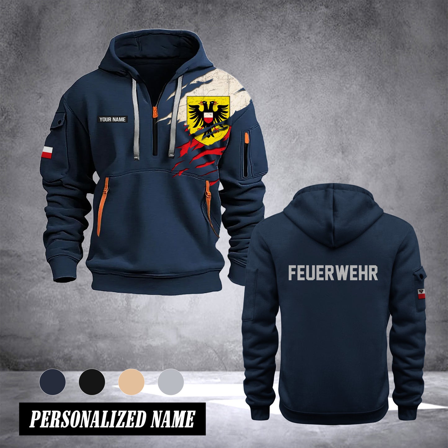 Firefighter Lübeck Germany customize Hoodie Half Zipper 0909