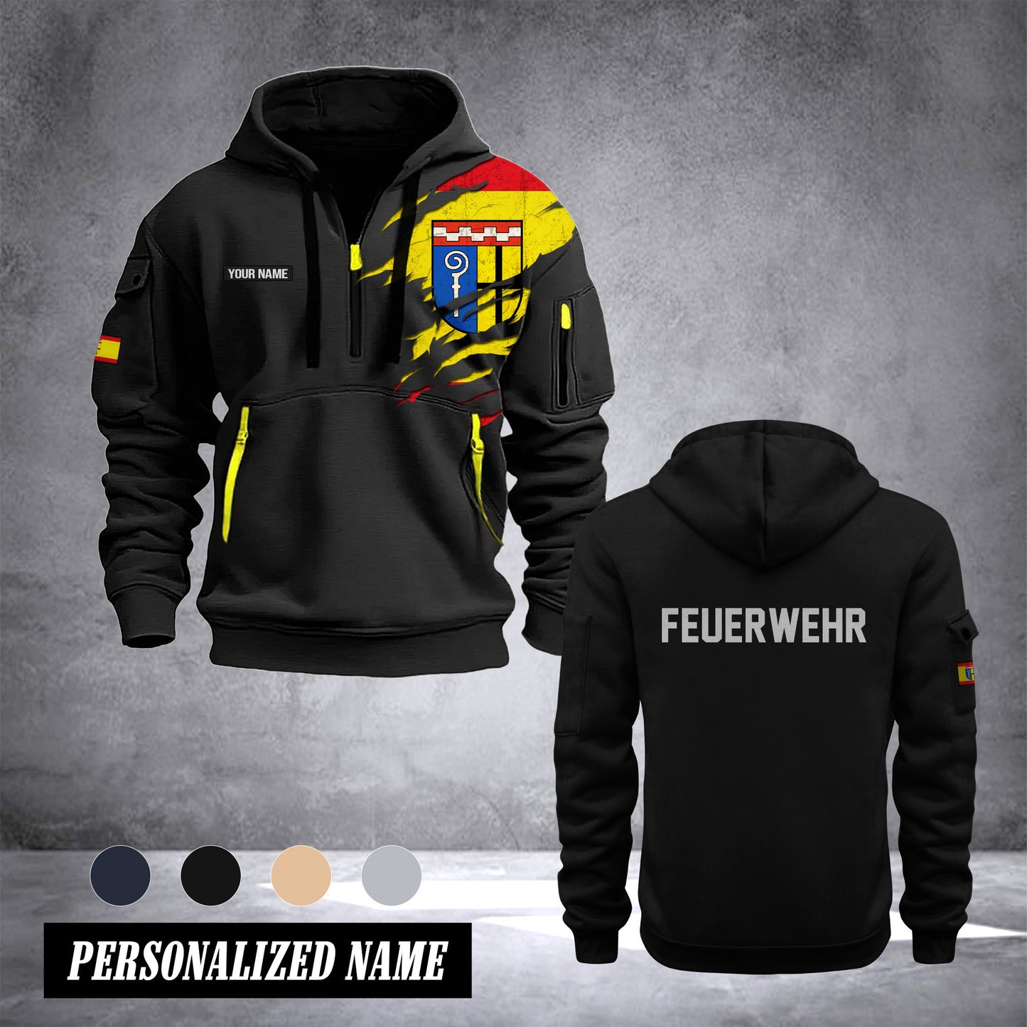 Firefighter Mönchengladbach Germany customize Hoodie Half Zipper 0909