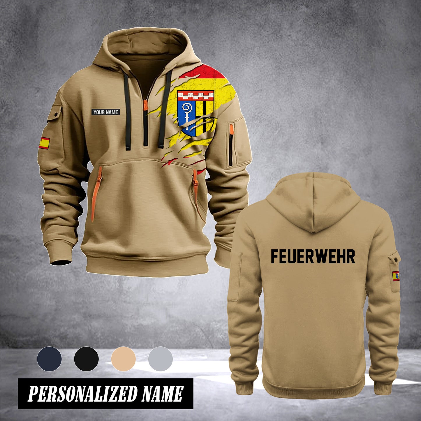 Firefighter Mönchengladbach Germany customize Hoodie Half Zipper 0909