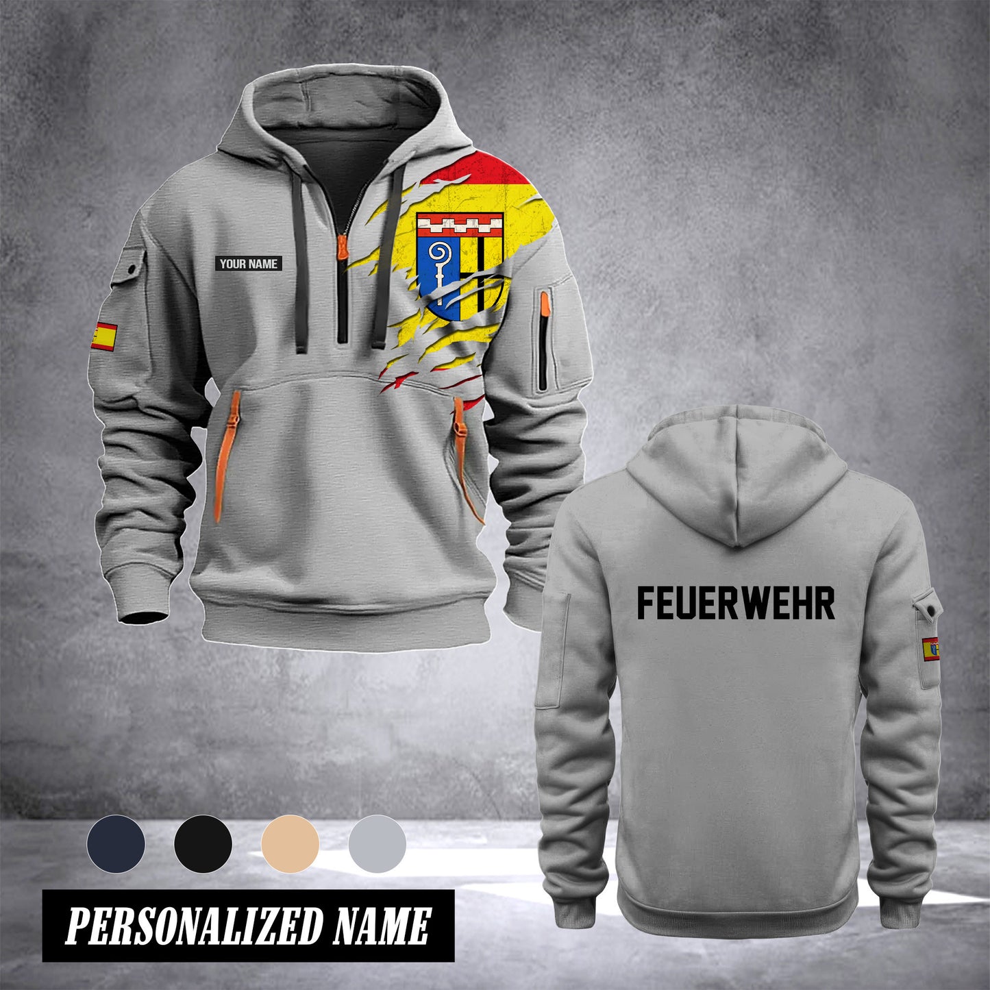 Firefighter Mönchengladbach Germany customize Hoodie Half Zipper 0909