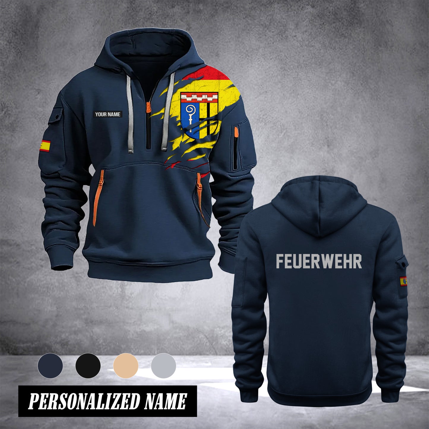 Firefighter Mönchengladbach Germany customize Hoodie Half Zipper 0909