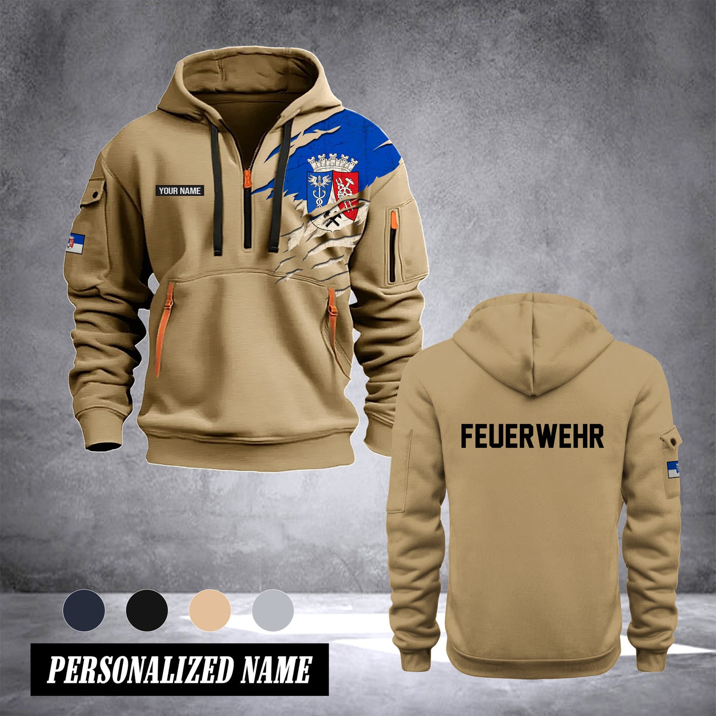 Firefighter Oberhausen Germany customize Hoodie Half Zipper 0909
