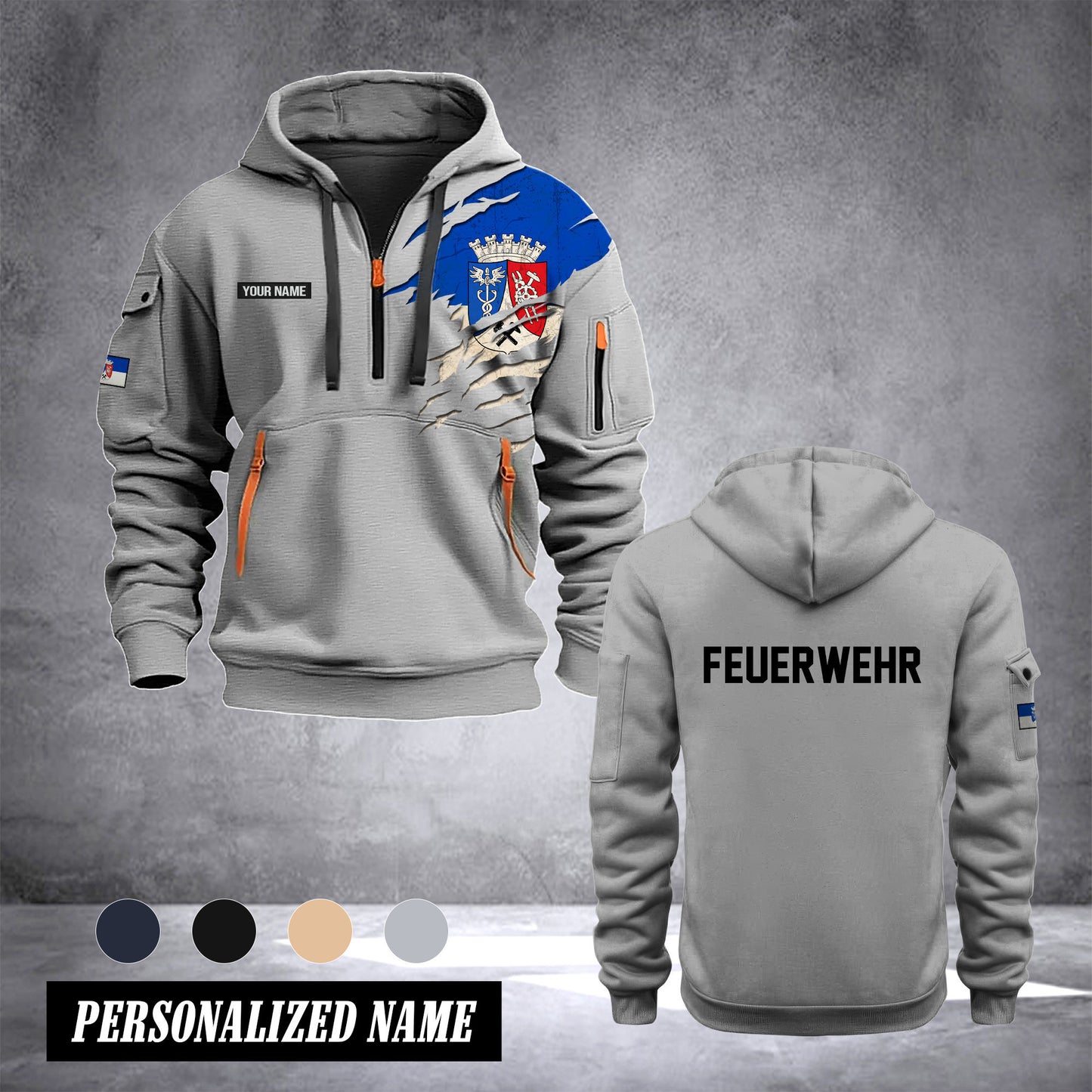 Firefighter Oberhausen Germany customize Hoodie Half Zipper 0909