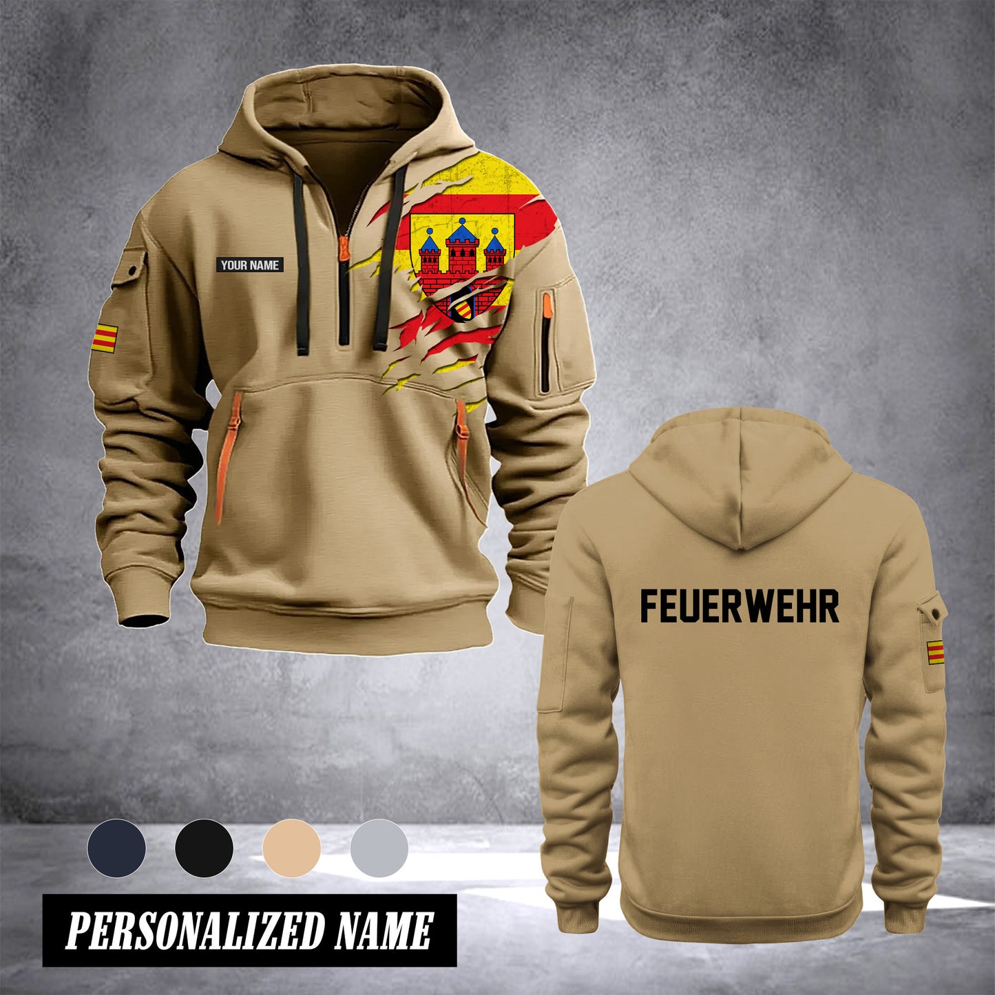 Firefighter Oldenburg Germany customize Hoodie Half Zipper 0909