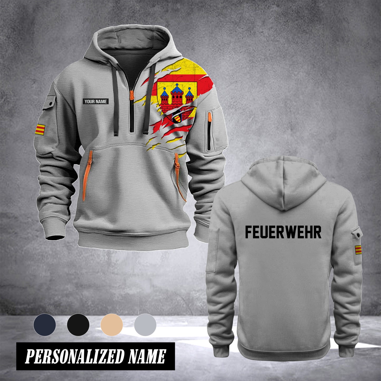 Firefighter Oldenburg Germany customize Hoodie Half Zipper 0909
