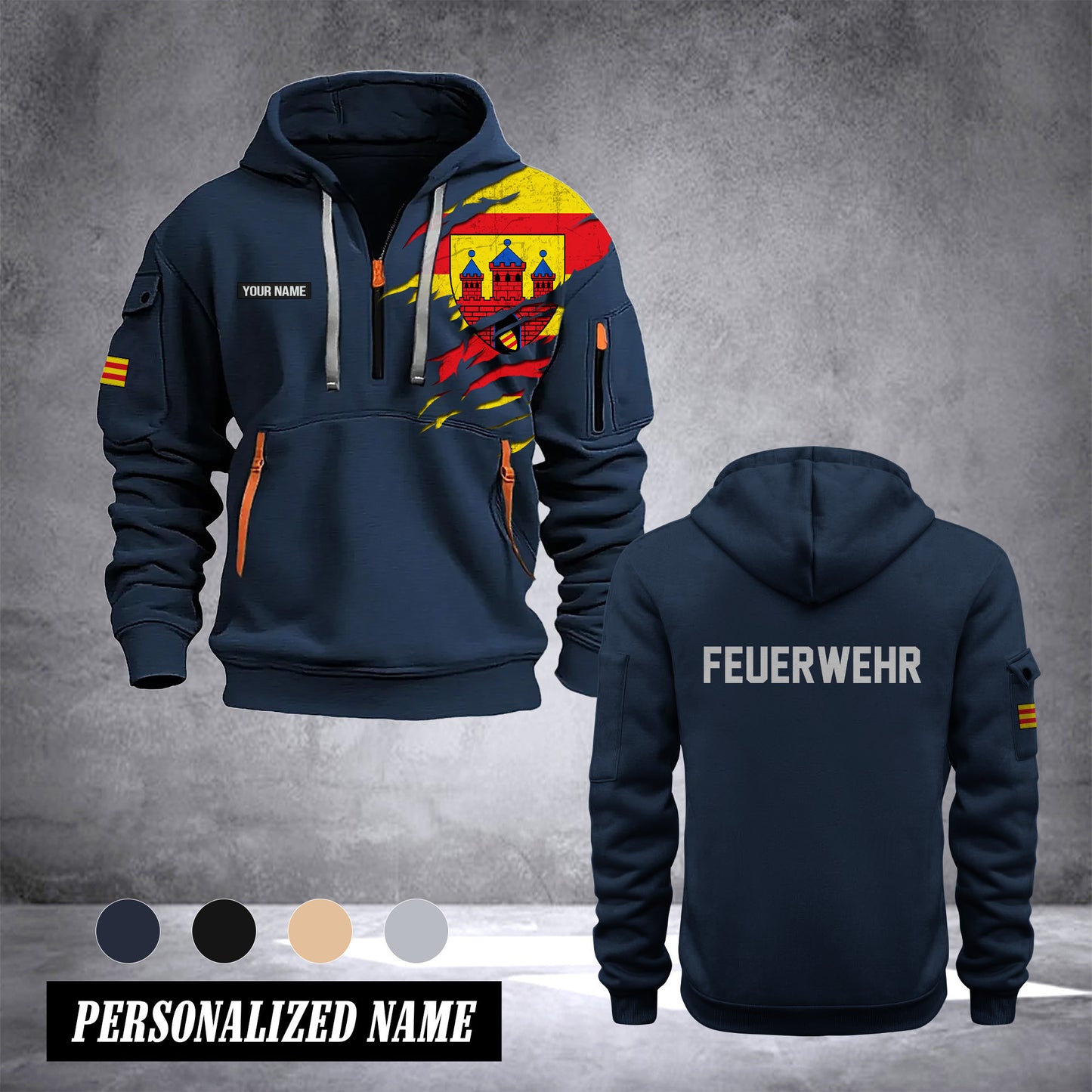 Firefighter Oldenburg Germany customize Hoodie Half Zipper 0909