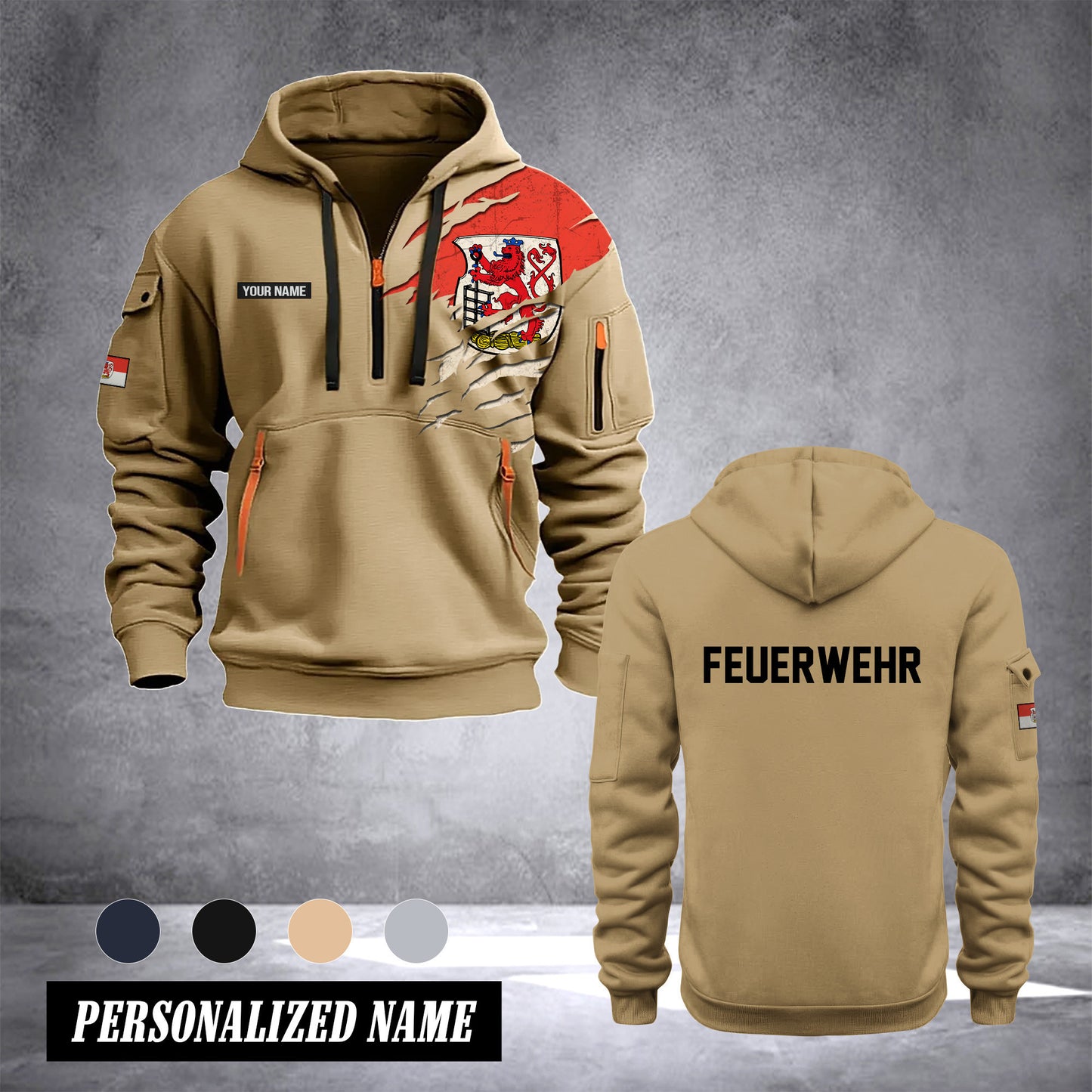 Firefighter Wuppertal Germany customize Hoodie Half Zipper 0909
