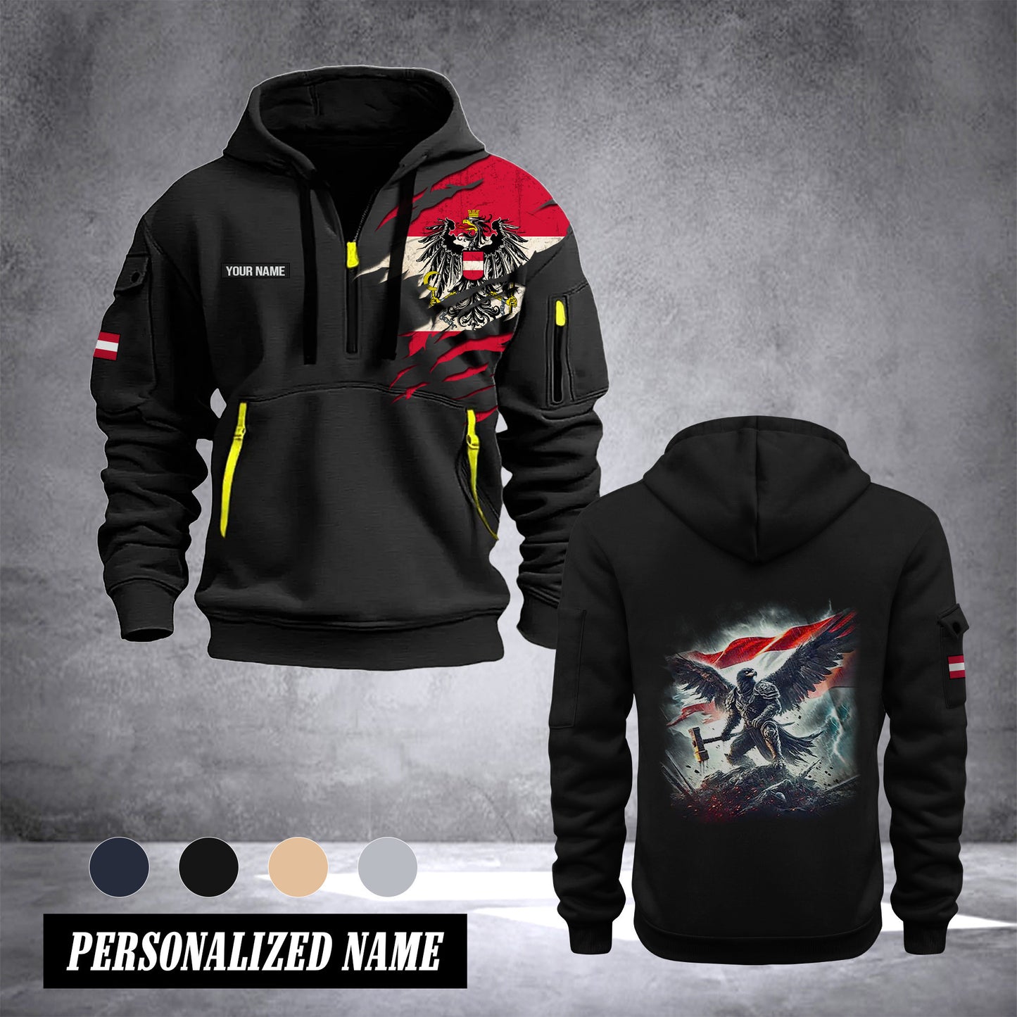 Firefighter Austria customize Hoodie Half Zipper eagle