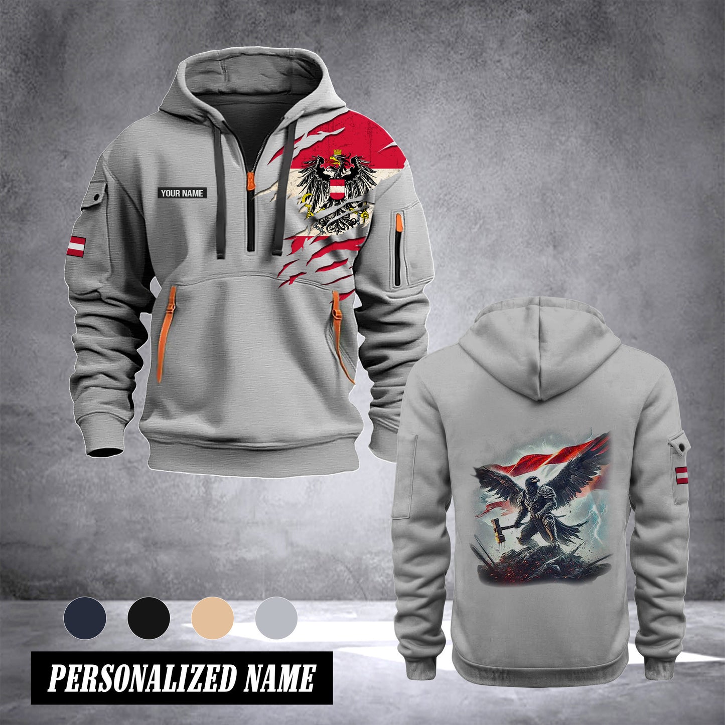 Firefighter Austria customize Hoodie Half Zipper eagle