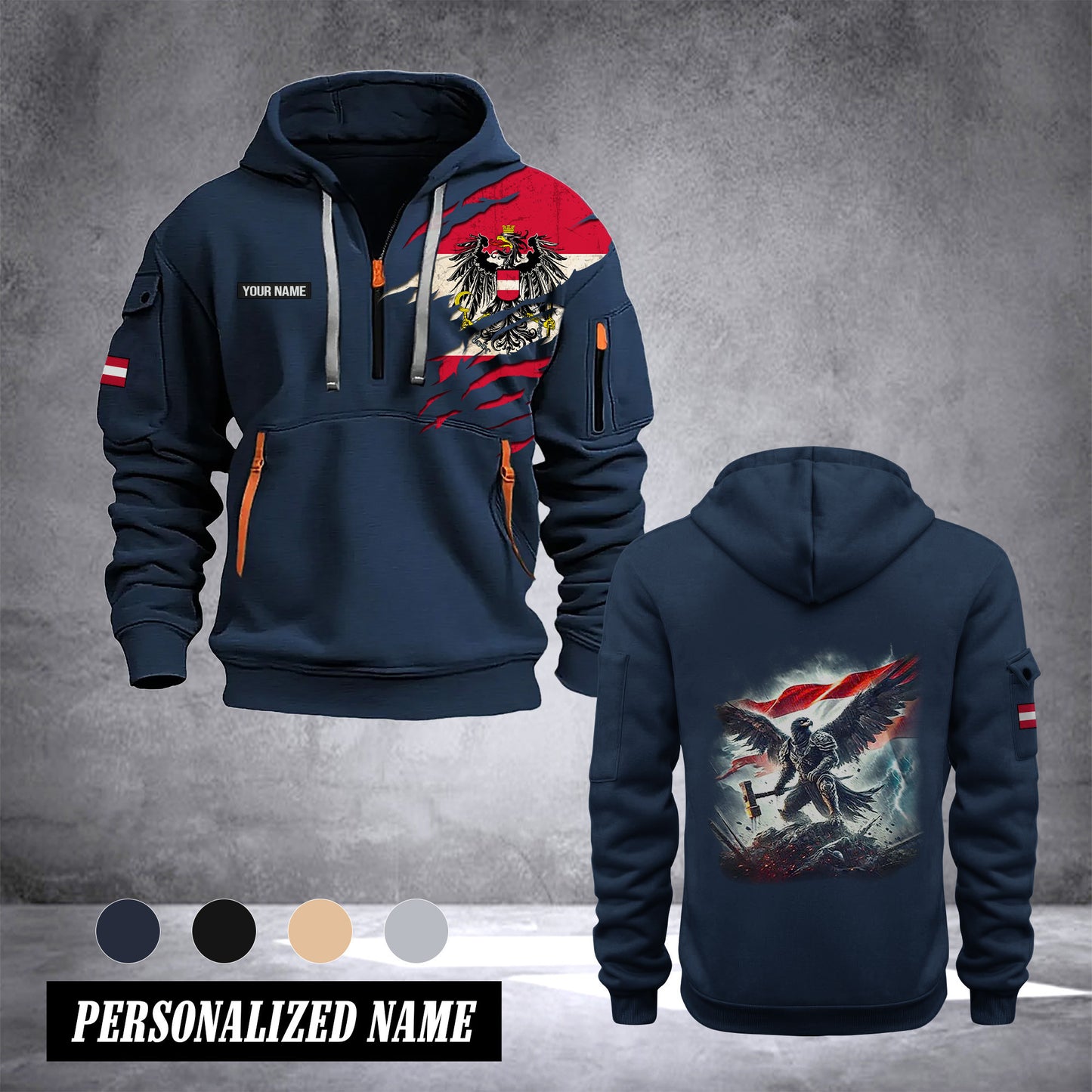 Firefighter Austria customize Hoodie Half Zipper eagle