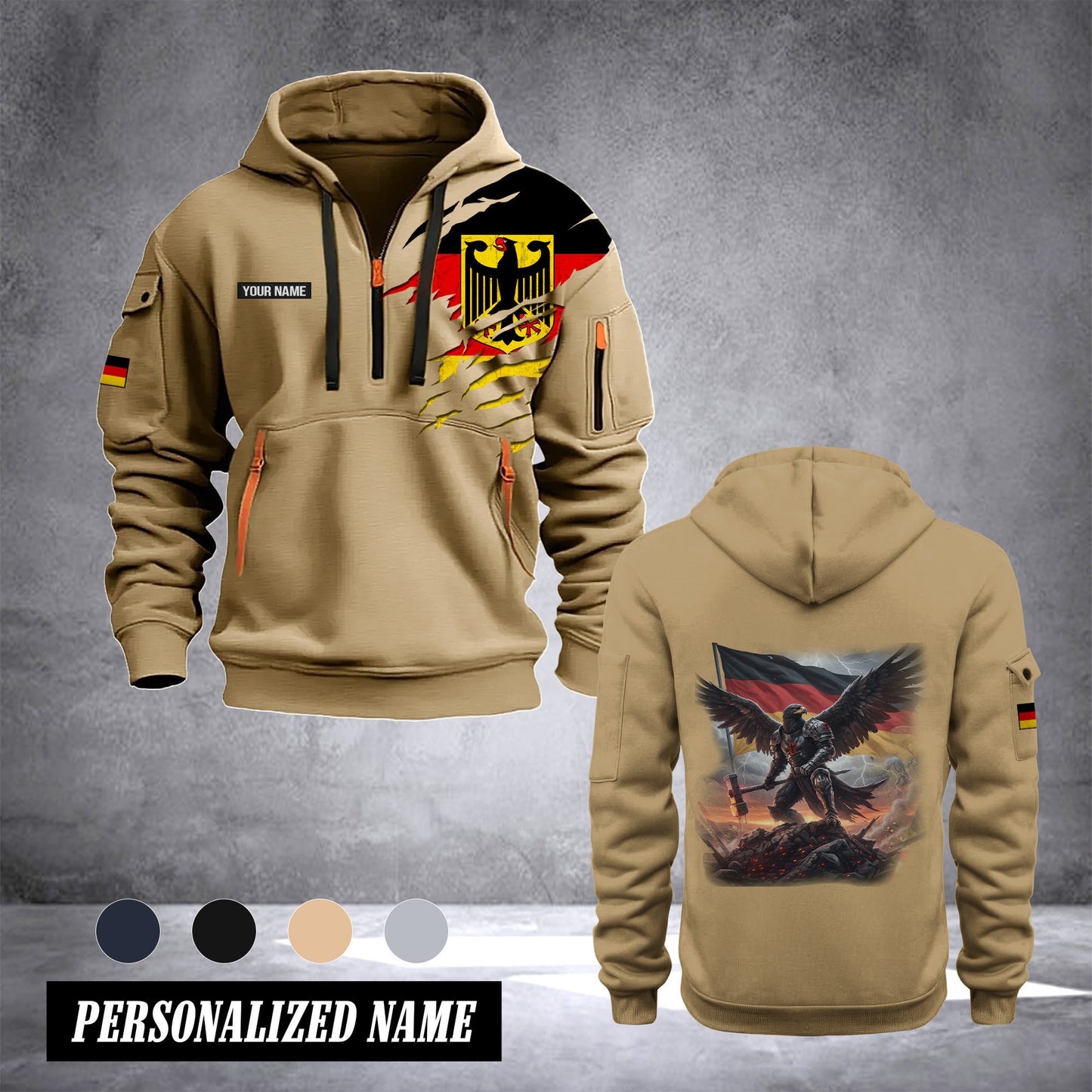 Firefighter Germany customize Hoodie Half Zipper eagle