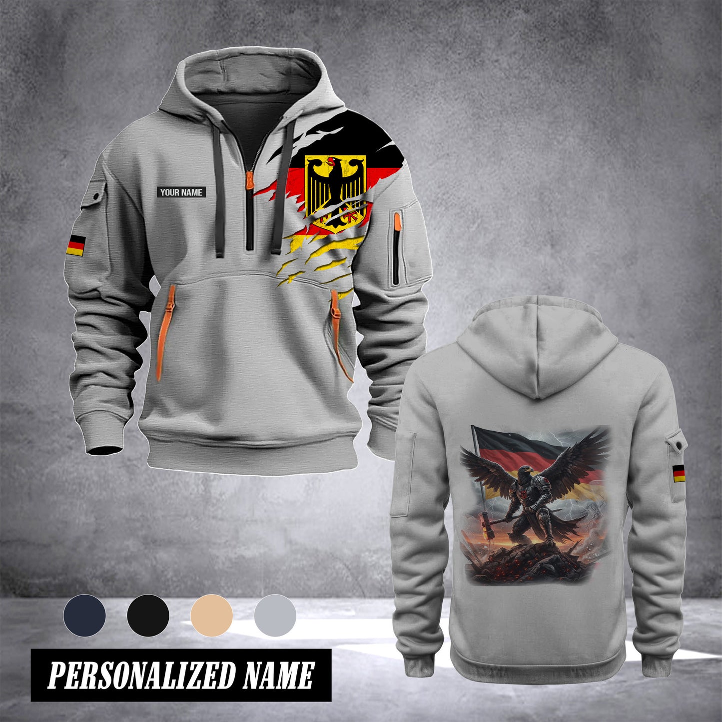 Firefighter Germany customize Hoodie Half Zipper eagle