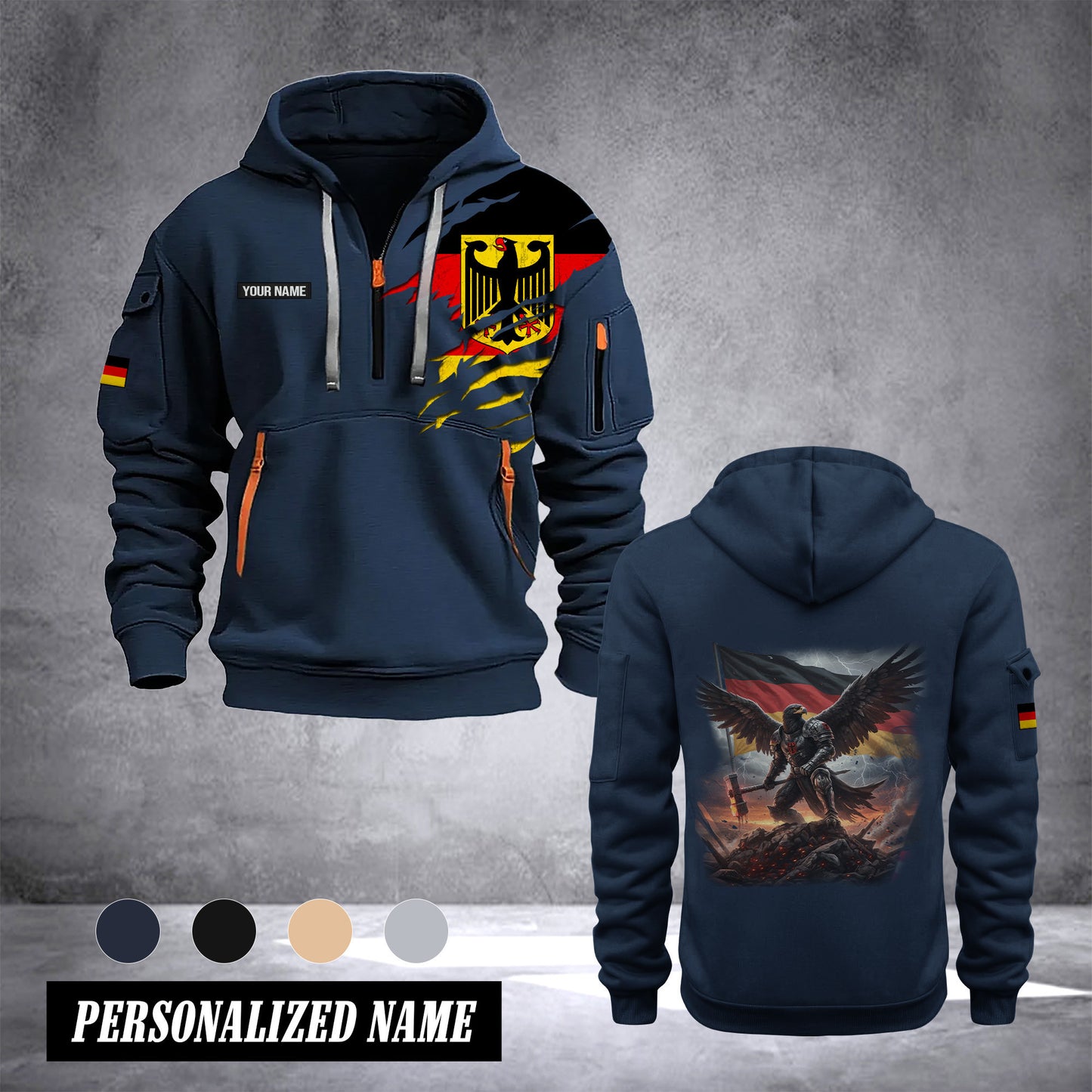 Firefighter Germany customize Hoodie Half Zipper eagle