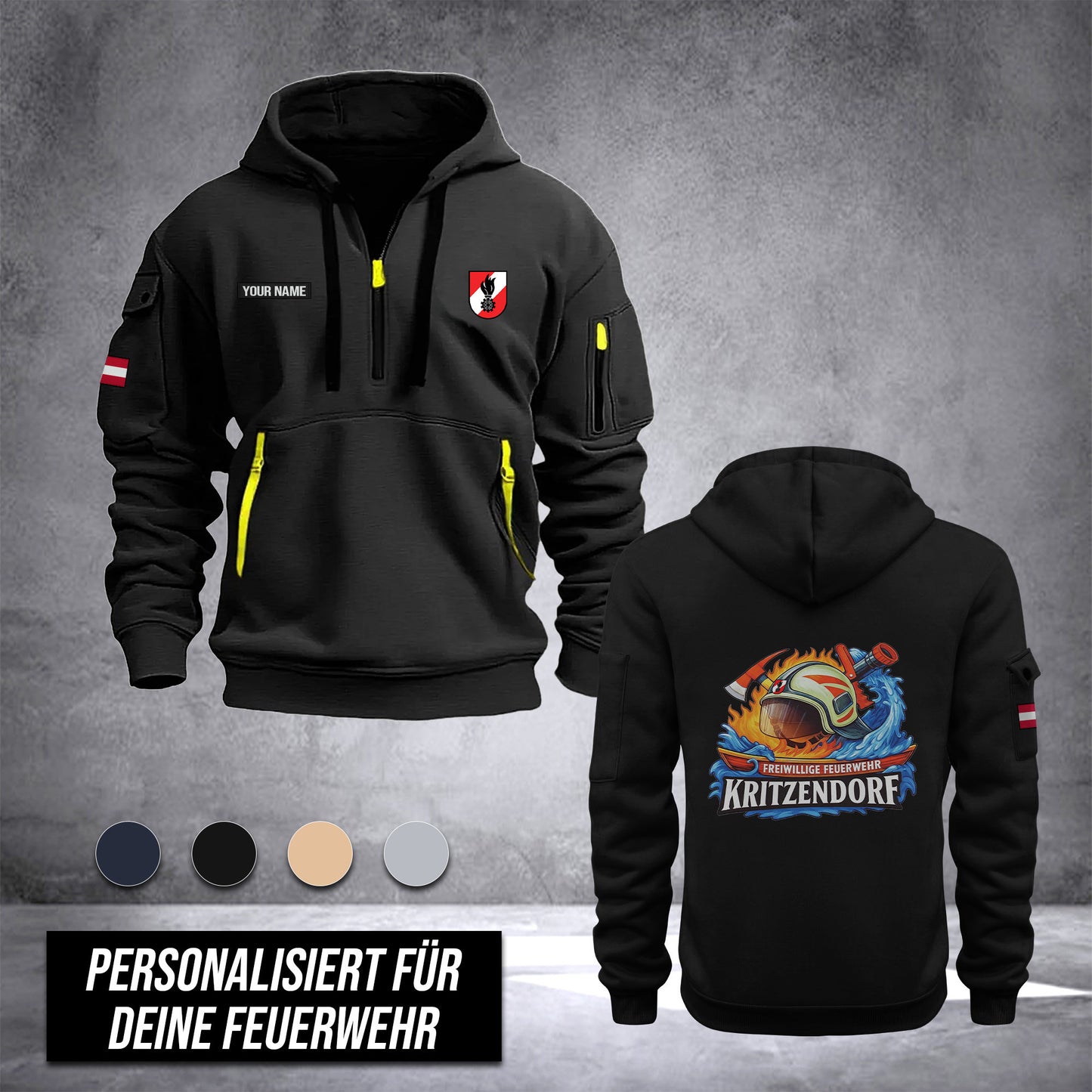 Firefighter Austria customize Hoodie Half Zipper DPE