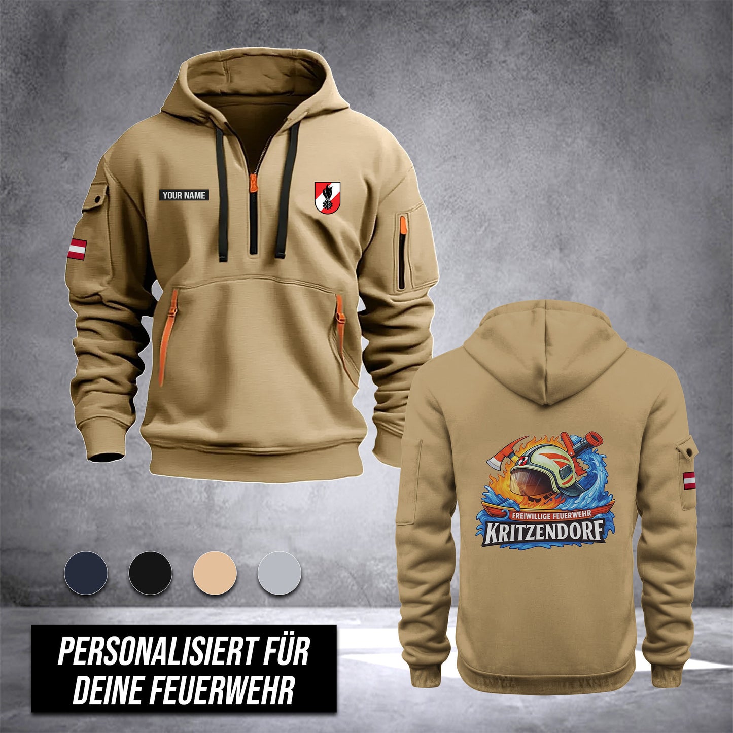 Firefighter Austria customize Hoodie Half Zipper DPE