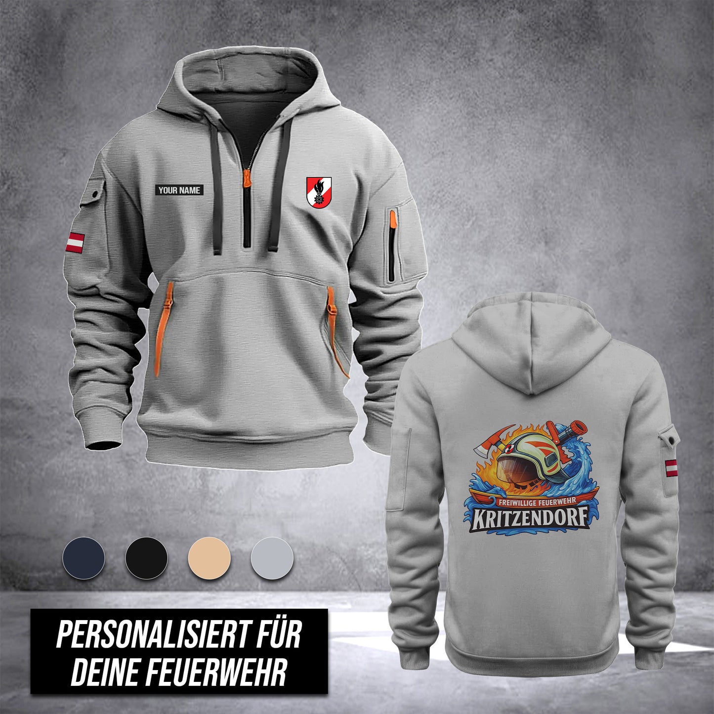 Firefighter Austria customize Hoodie Half Zipper DPE