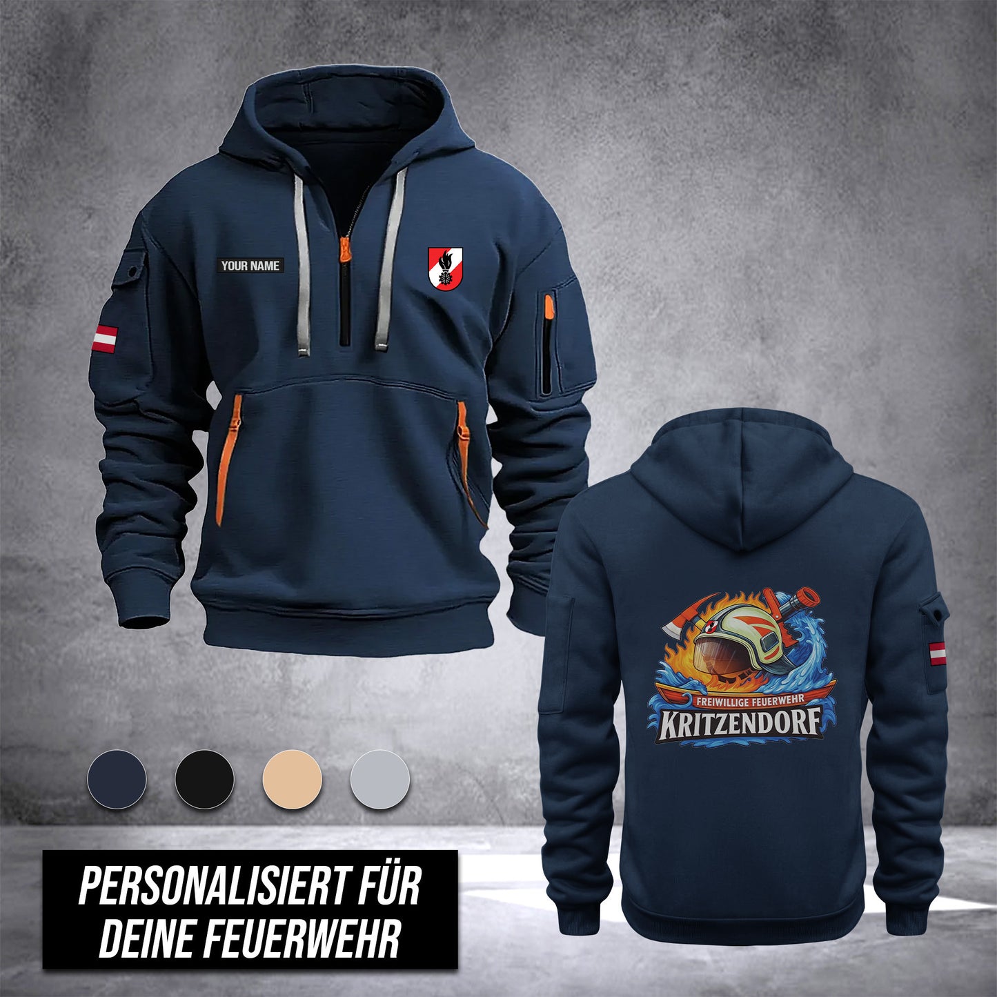 Firefighter Austria customize Hoodie Half Zipper DPE