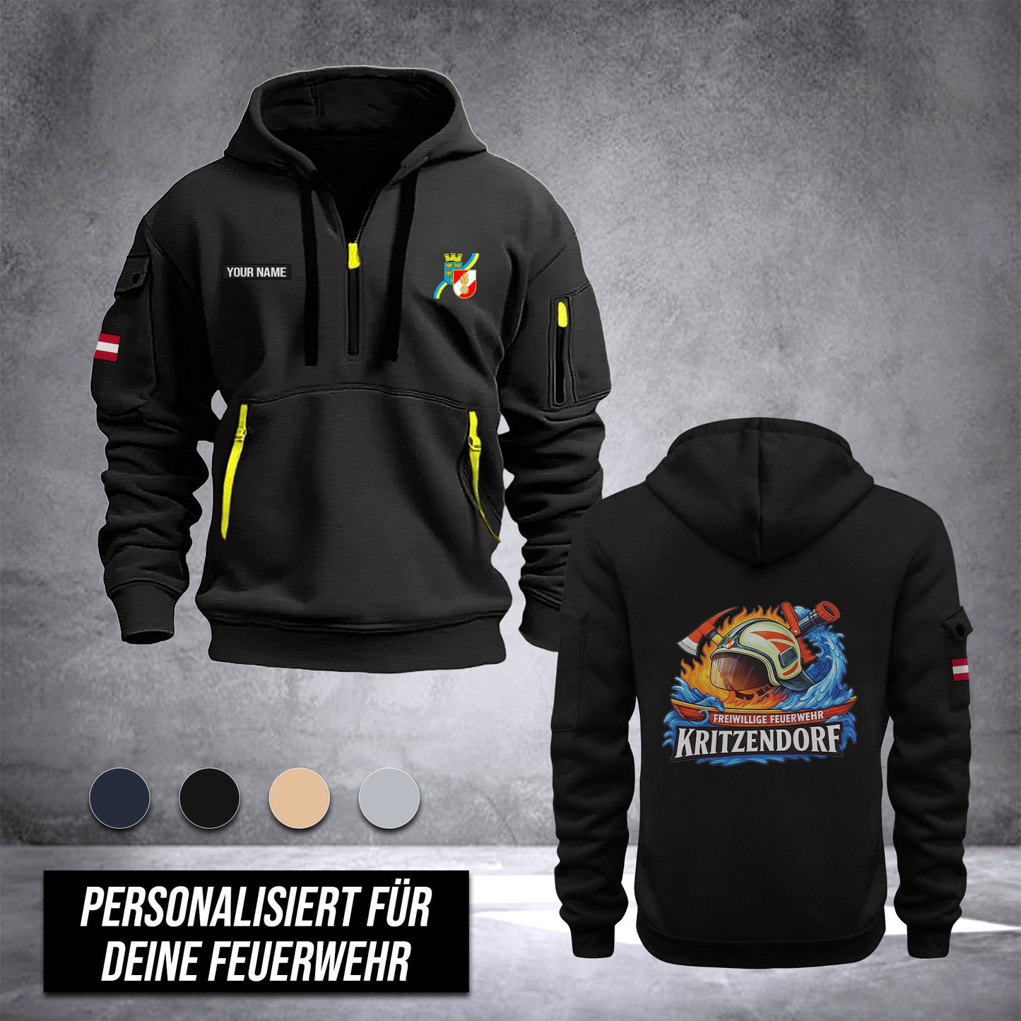 Firefighter Lower Austria customize Hoodie Half Zipper DPE