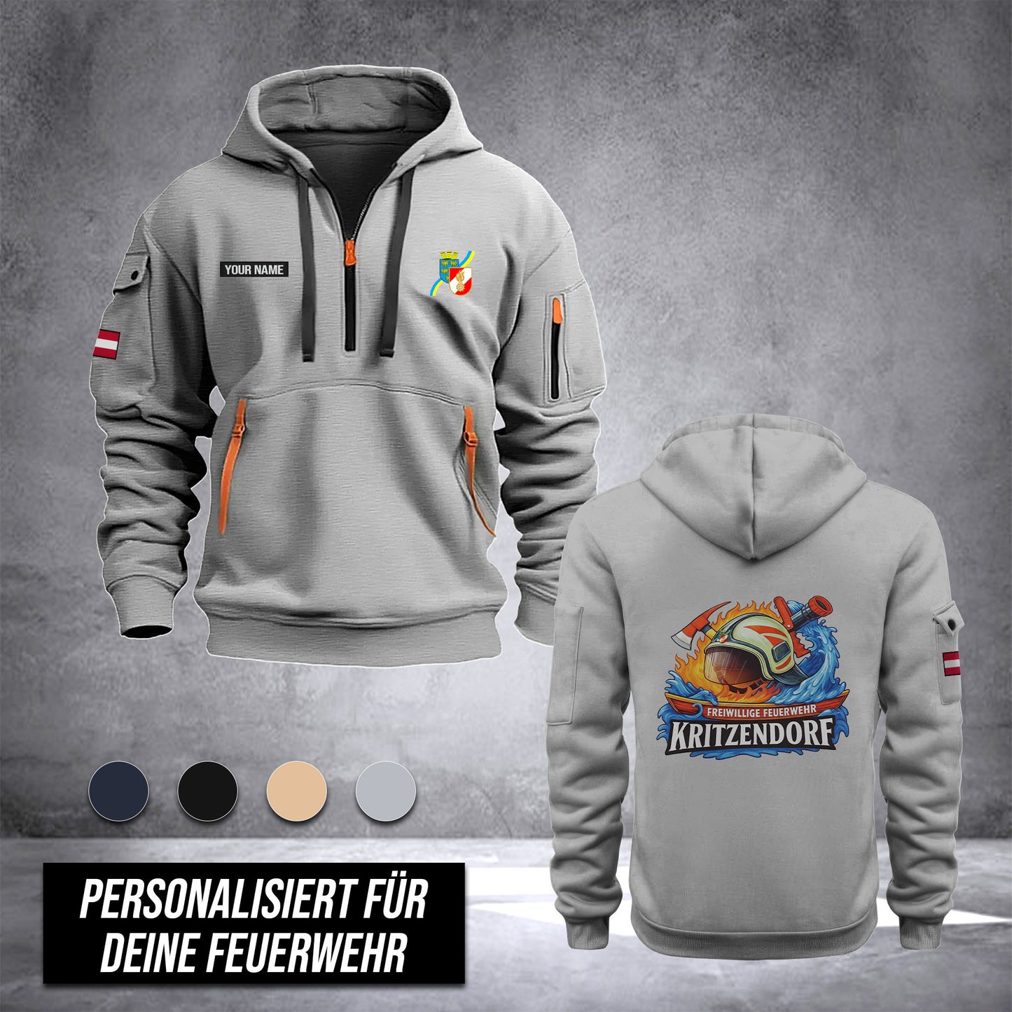 Firefighter Lower Austria customize Hoodie Half Zipper DPE