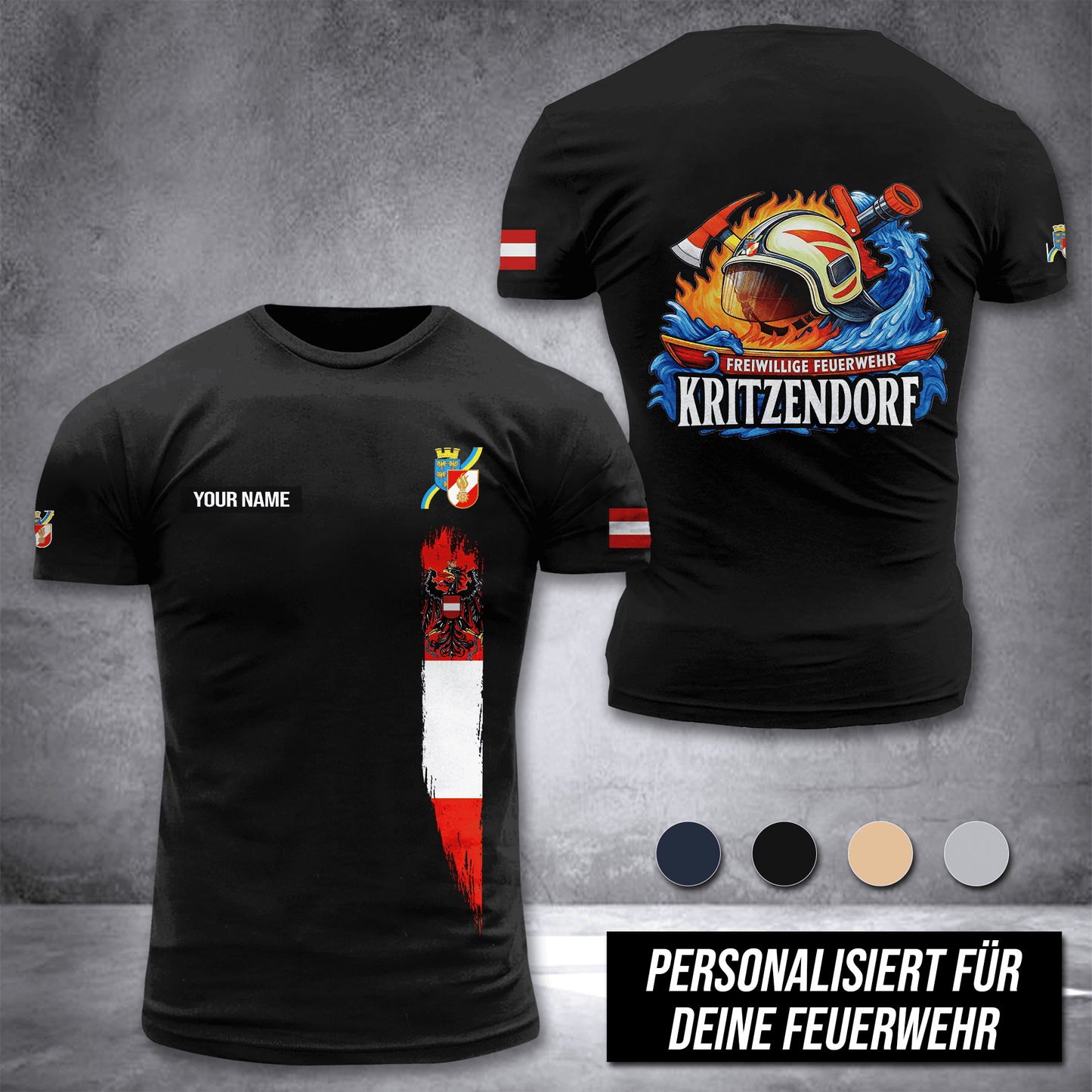 Firefighter Lower Austria customize T-shirt 3d DPE