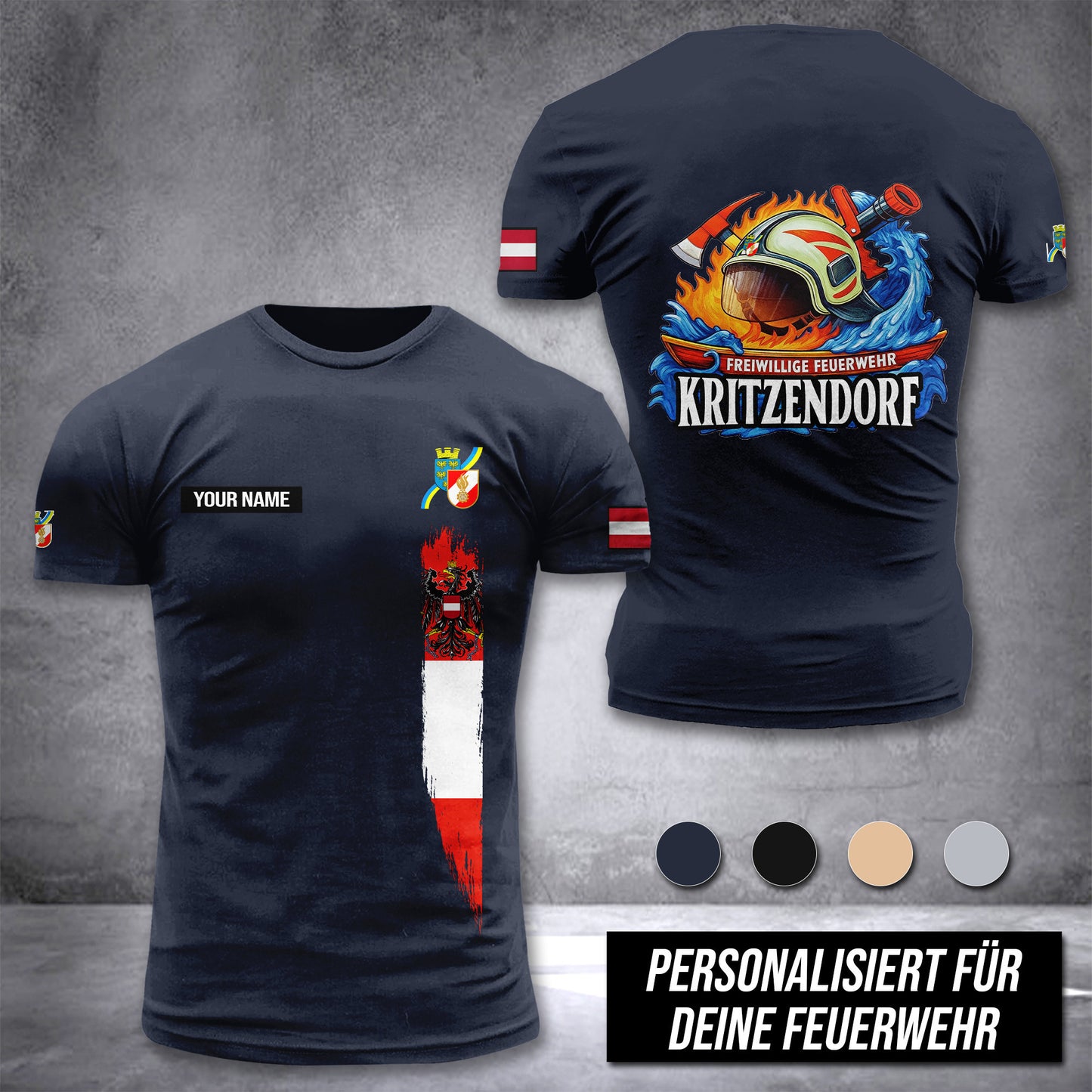 Firefighter Lower Austria customize T-shirt 3d DPE