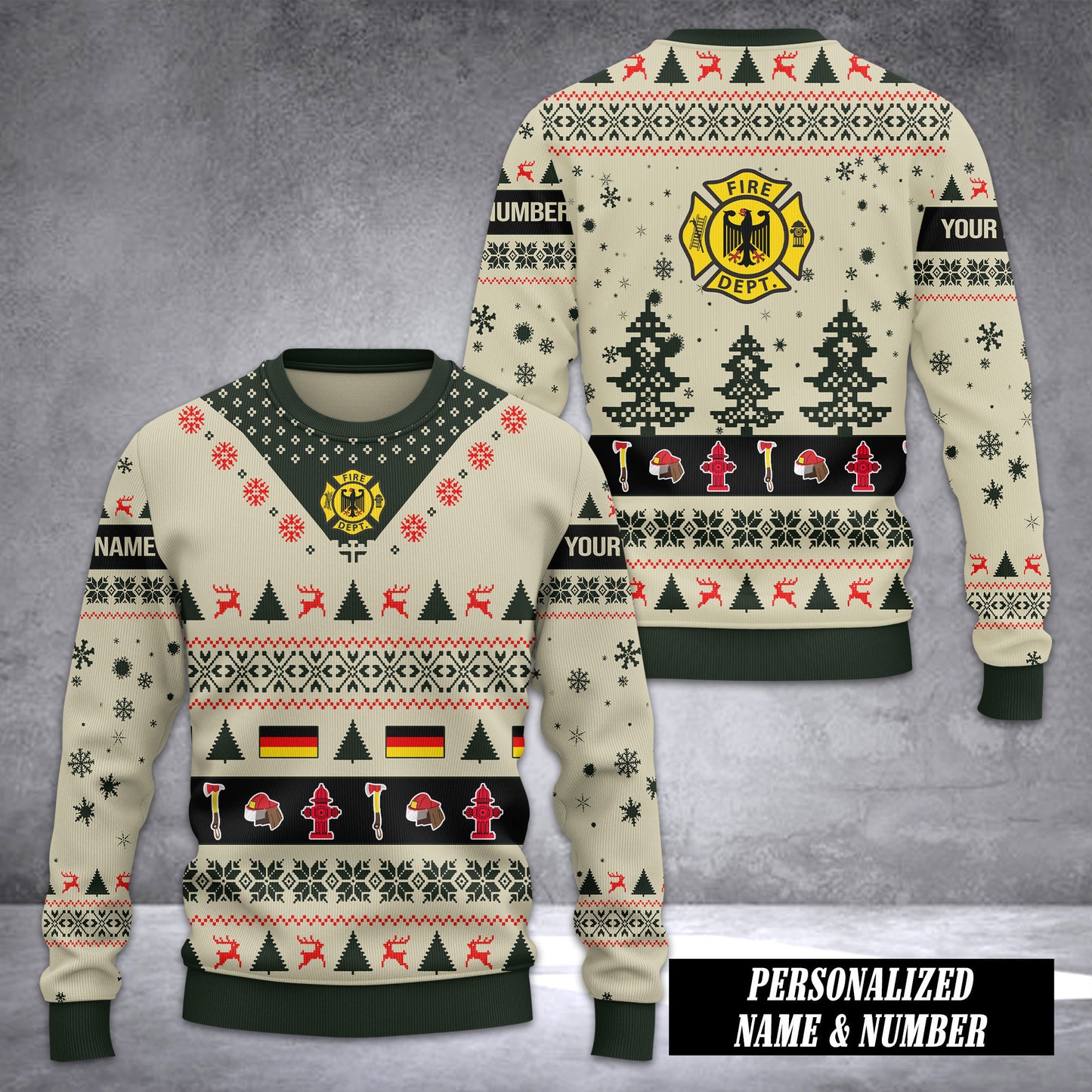 Firefighter Germany Ugly Sweater Customize 3d printed color camouflag
