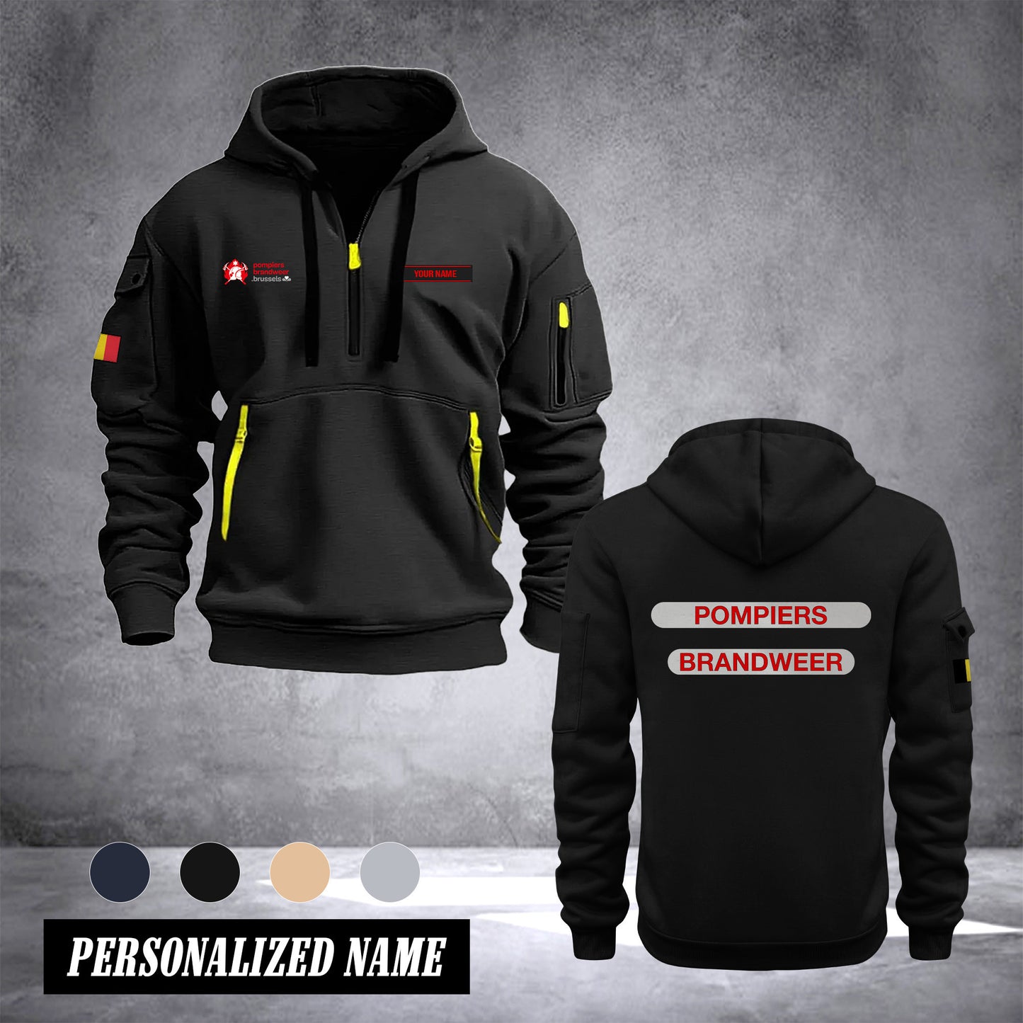 Firefighter Belgium customize Hoodie Half Zipper DPE