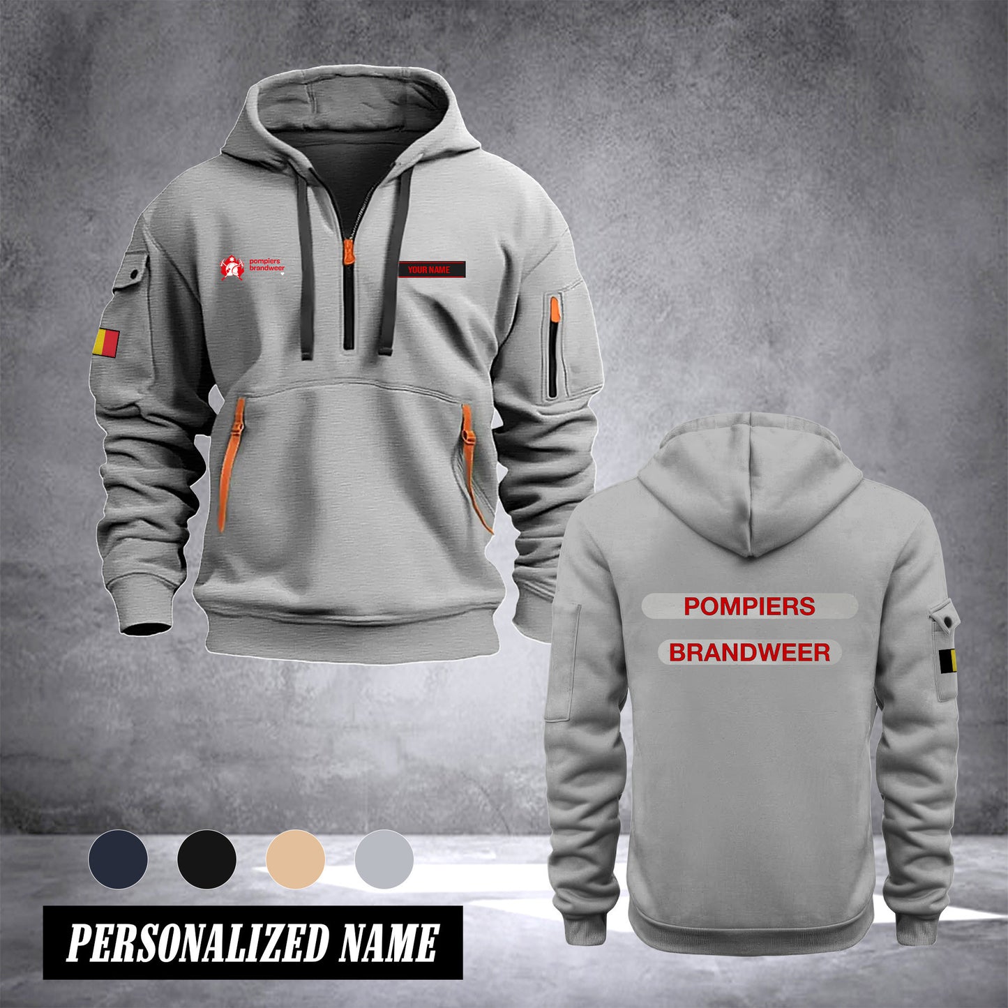 Firefighter Belgium customize Hoodie Half Zipper DPE