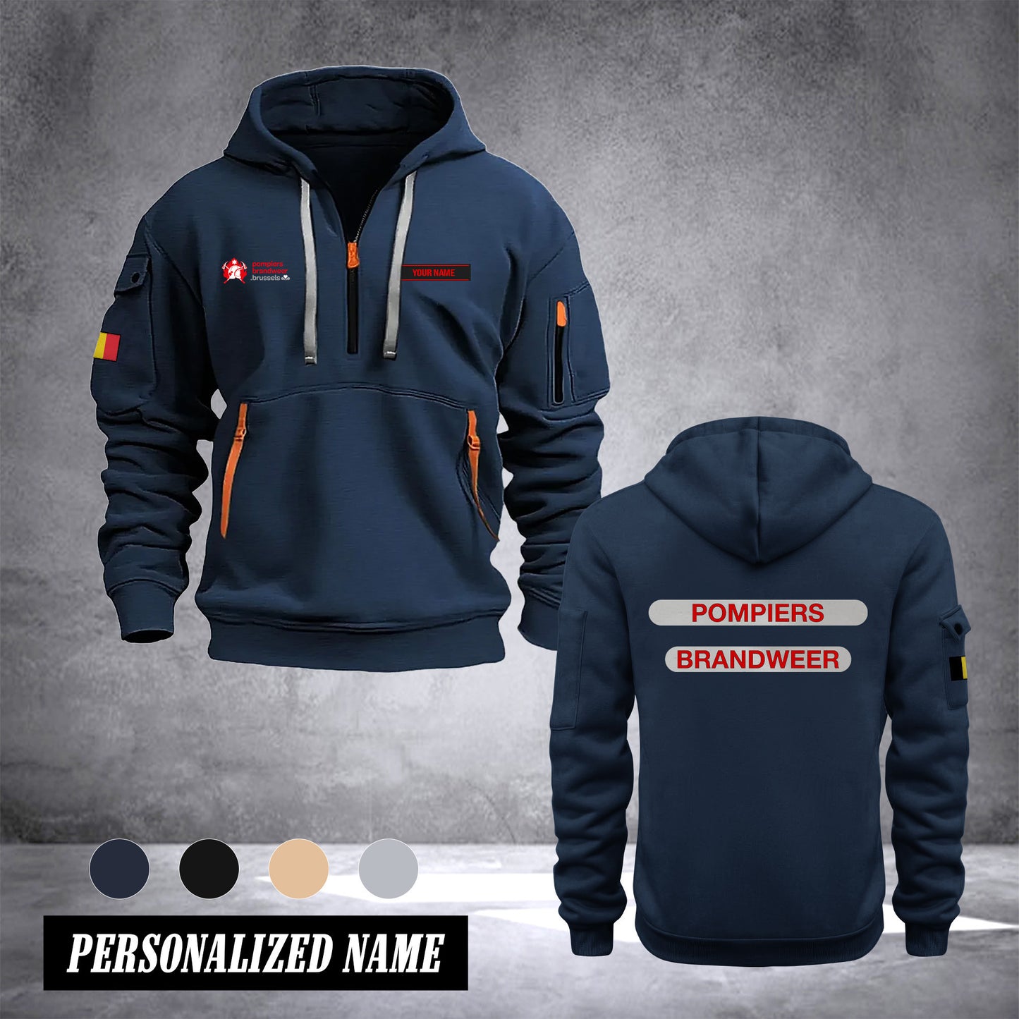 Firefighter Belgium customize Hoodie Half Zipper DPE
