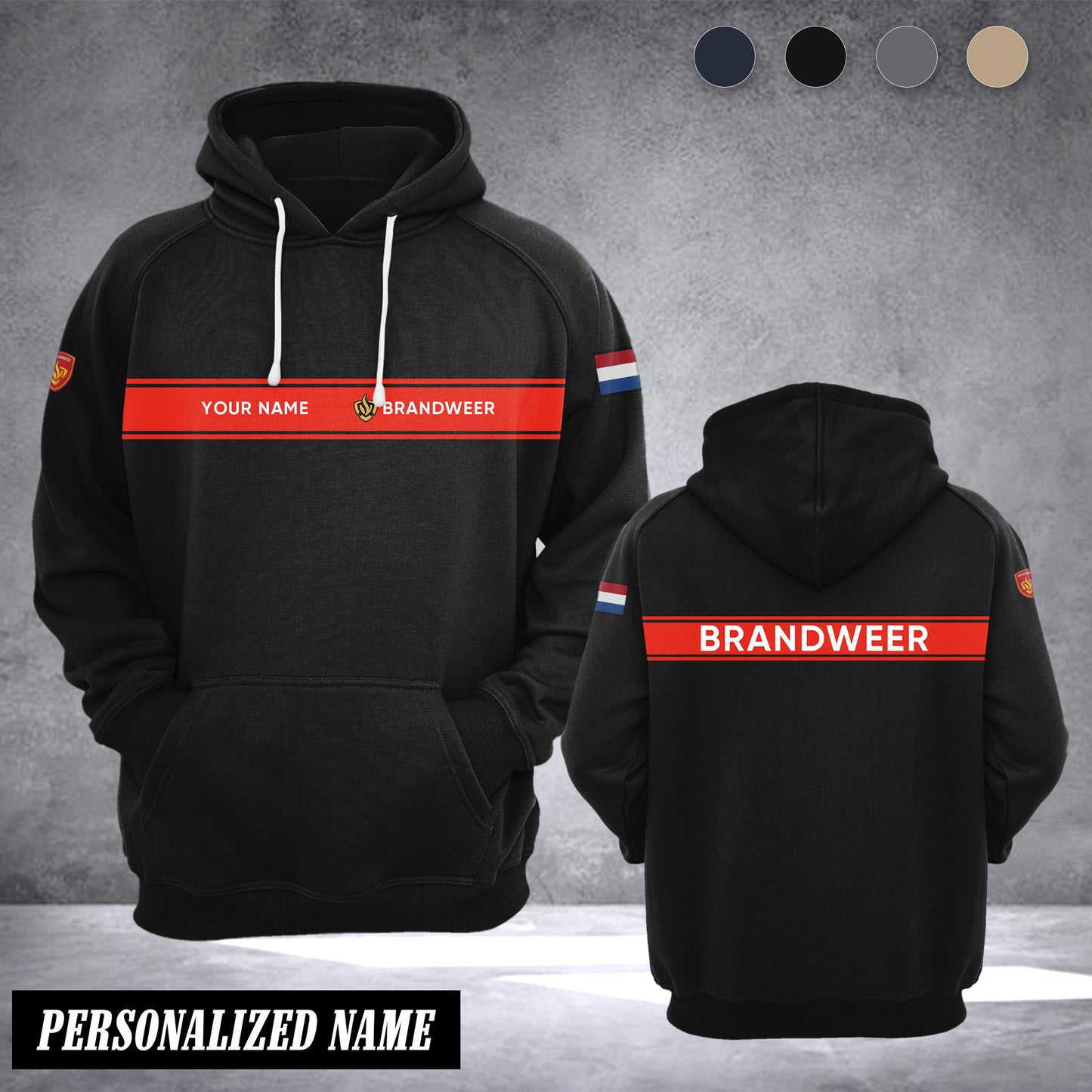 Firefighter Netherlands customize hoodie flag