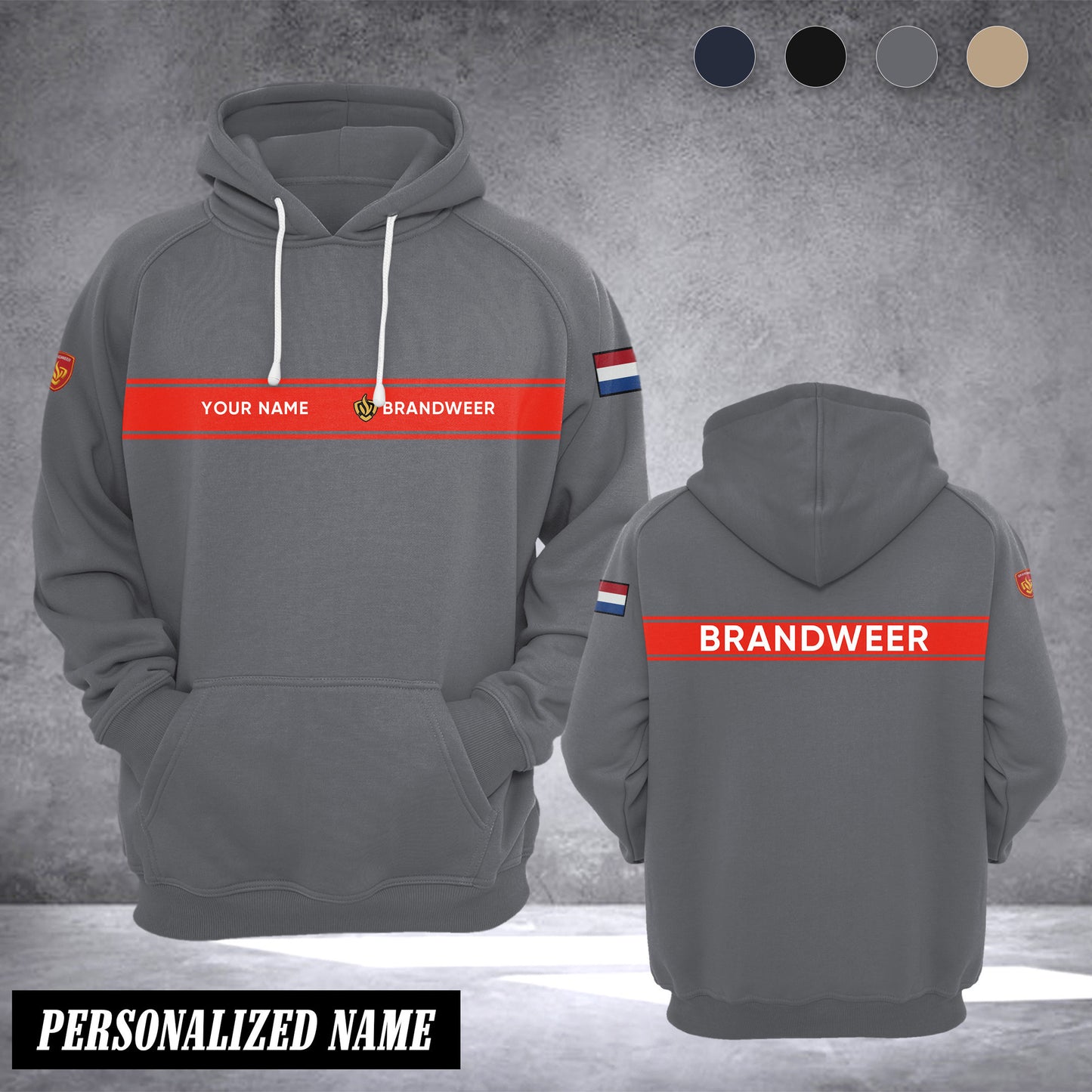 Firefighter Netherlands customize hoodie flag