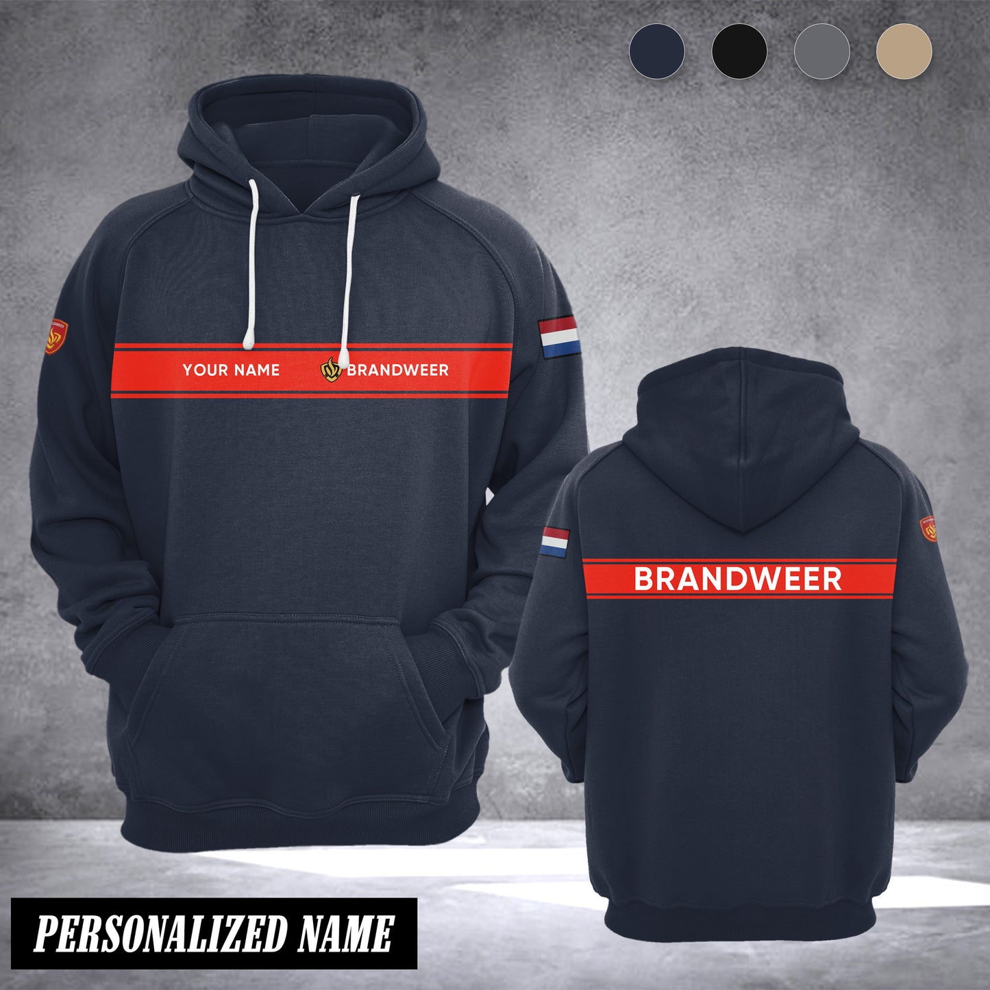 Firefighter Netherlands customize hoodie flag