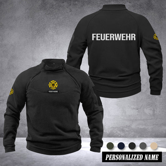 Firefighter Germany Taktischer Herren-Hoodie – Militärischer Outdoor-Pullover mit Reißverschluss, Langarm, Fleecefutter, winddicht und warm