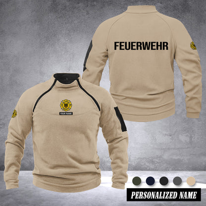 Firefighter Germany Taktischer Herren-Hoodie – Militärischer Outdoor-Pullover mit Reißverschluss, Langarm, Fleecefutter, winddicht und warm