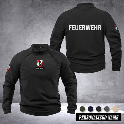 Firefighter Austria Taktischer Herren-Hoodie – Militärischer Outdoor-Pullover mit Reißverschluss, Langarm, Fleecefutter, winddicht und warm
