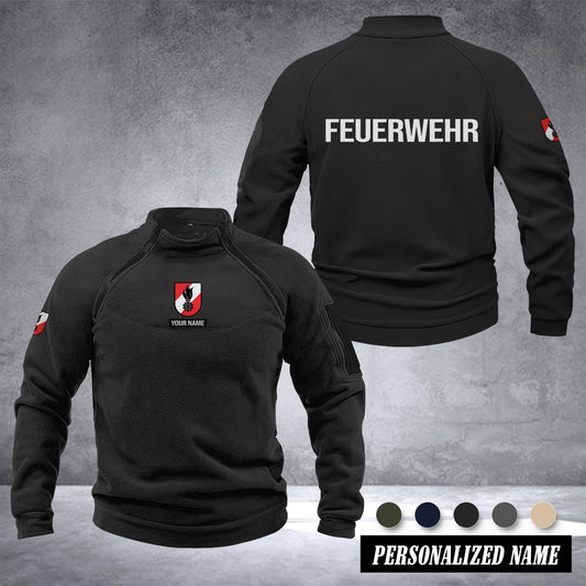 Firefighter Austria Taktischer Herren-Hoodie – Militärischer Outdoor-Pullover mit Reißverschluss, Langarm, Fleecefutter, winddicht und warm