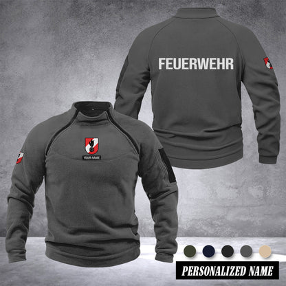 Firefighter Austria Taktischer Herren-Hoodie – Militärischer Outdoor-Pullover mit Reißverschluss, Langarm, Fleecefutter, winddicht und warm