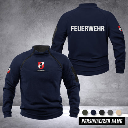 Firefighter Austria Taktischer Herren-Hoodie – Militärischer Outdoor-Pullover mit Reißverschluss, Langarm, Fleecefutter, winddicht und warm