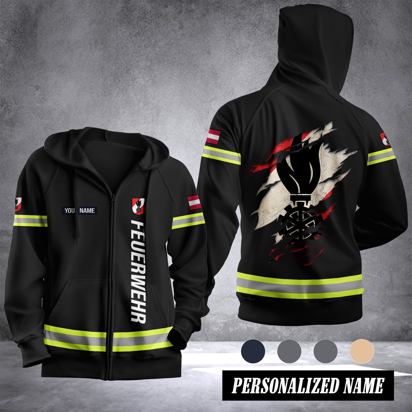 Firefighter Austria Fleece Zipper Hoodie 0909
