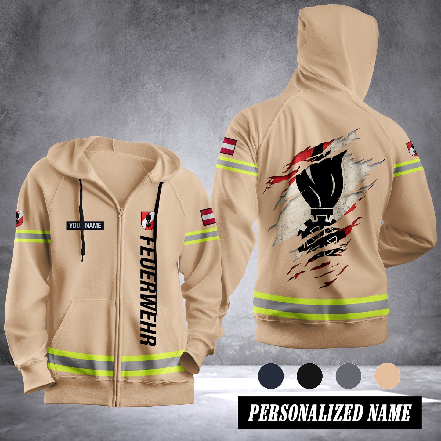 Firefighter Austria Fleece Zipper Hoodie 0909