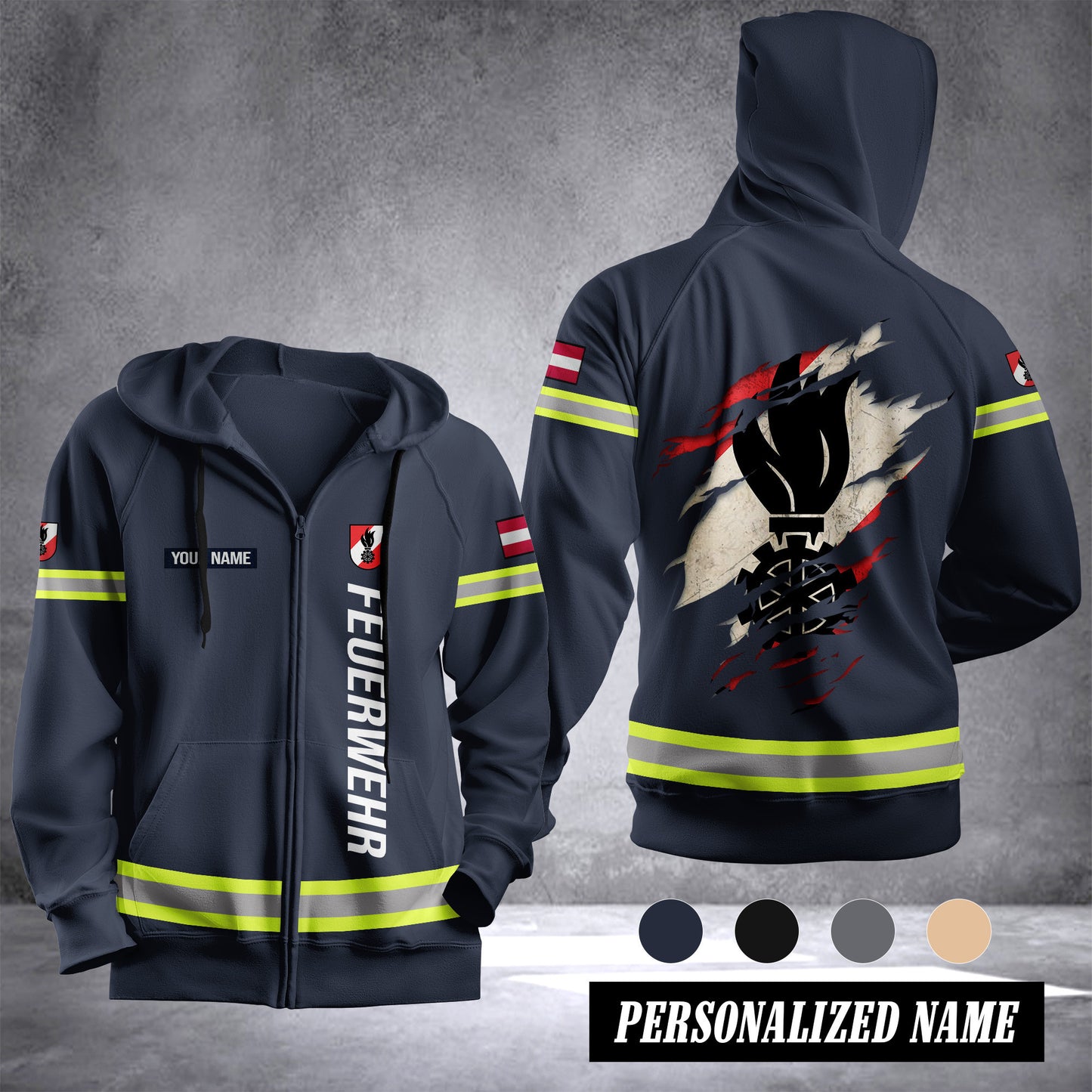 Firefighter Austria Fleece Zipper Hoodie 0909