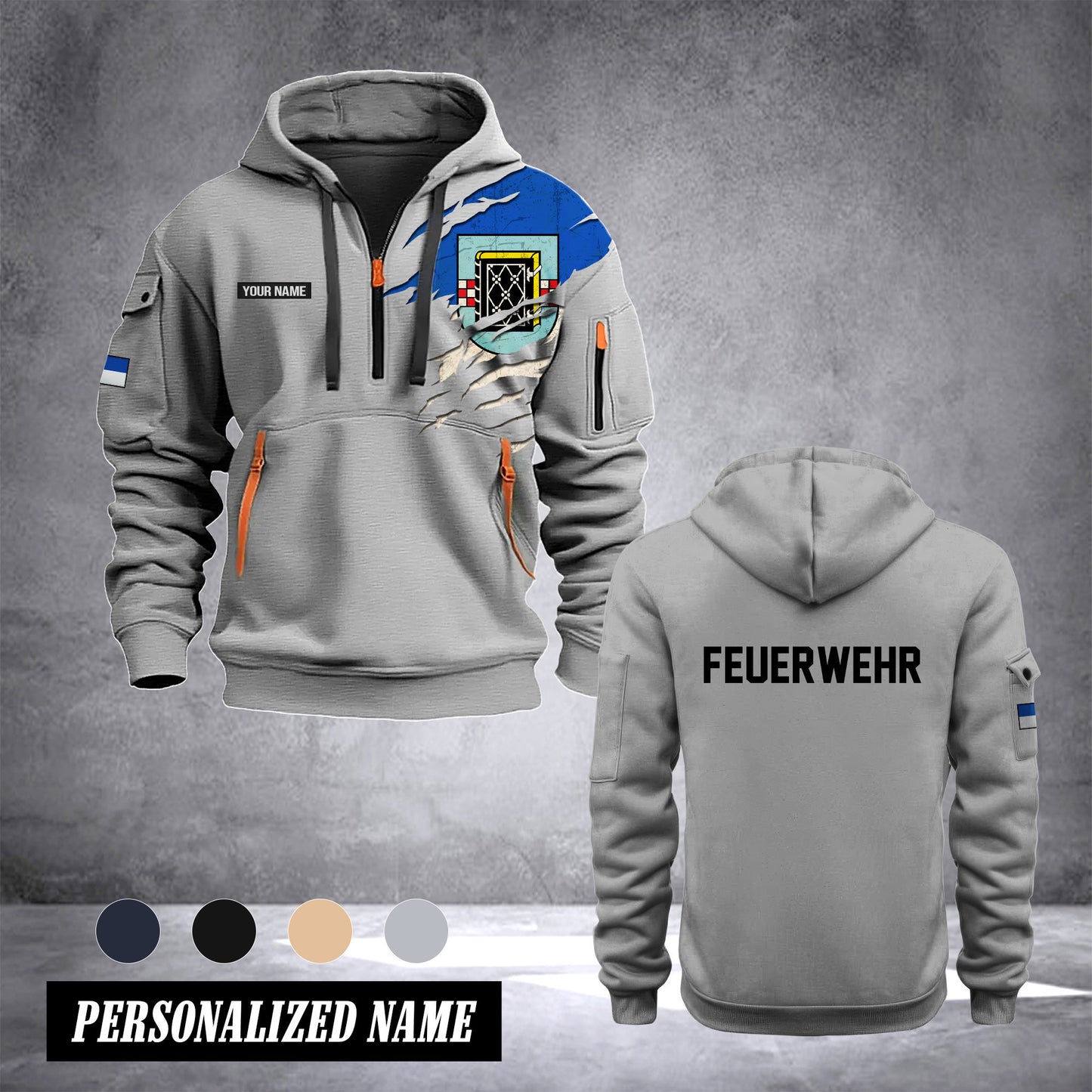Firefighter Bochum Germany customize Hoodie Half Zipper 0909