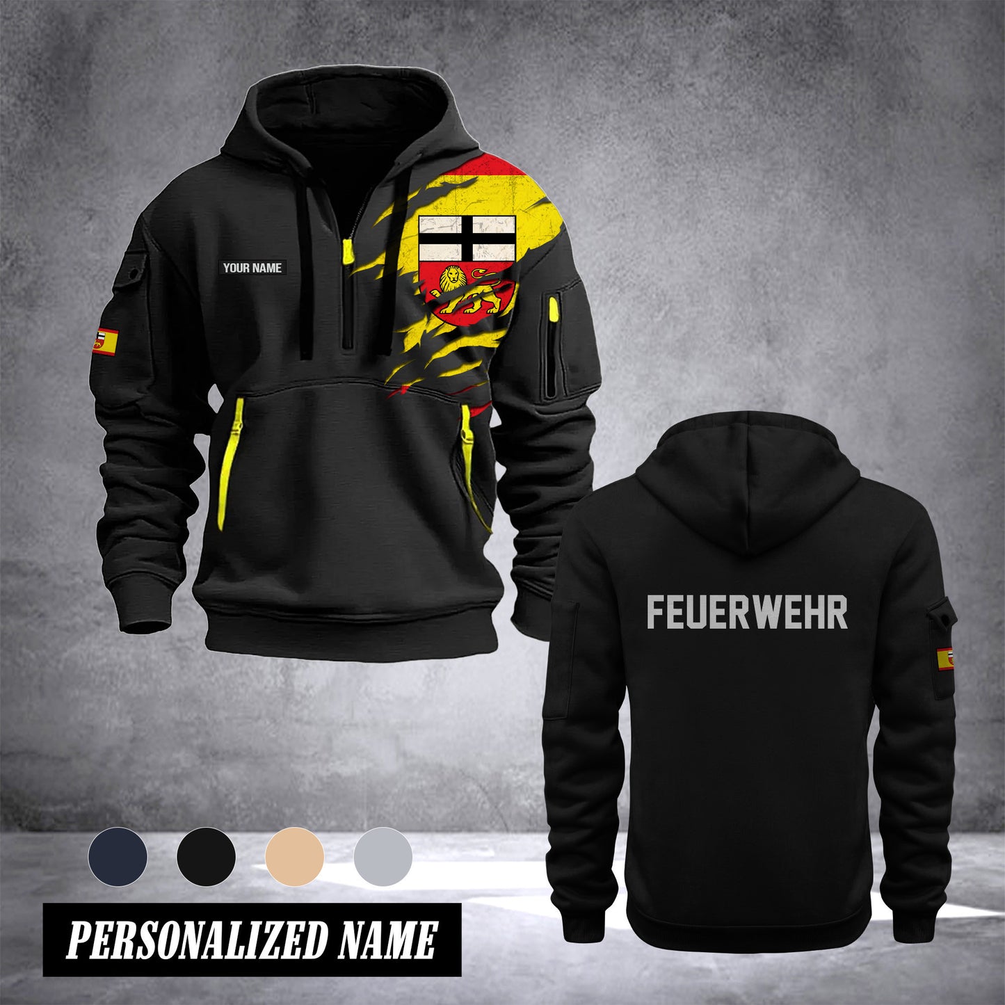 Firefighter Bonn Germany customize Hoodie Half Zipper 0909