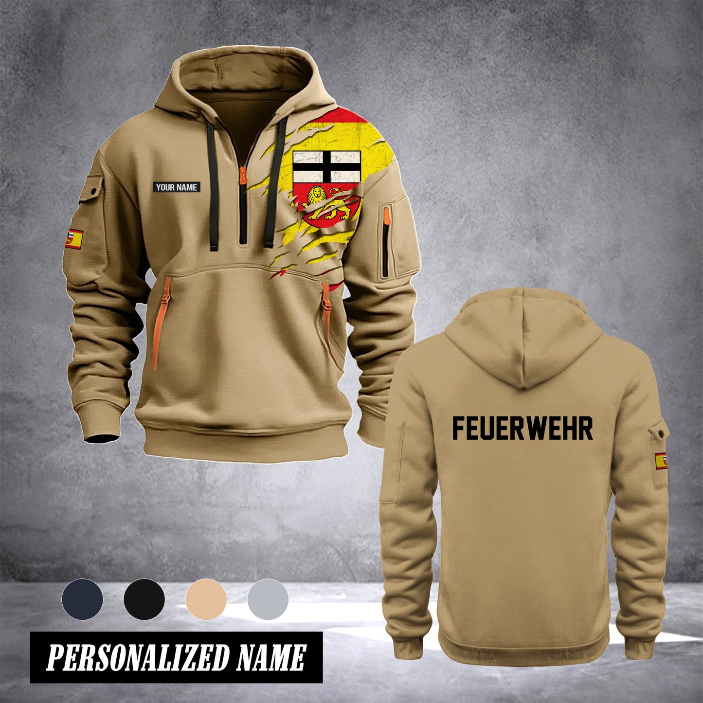 Firefighter Bonn Germany customize Hoodie Half Zipper 0909