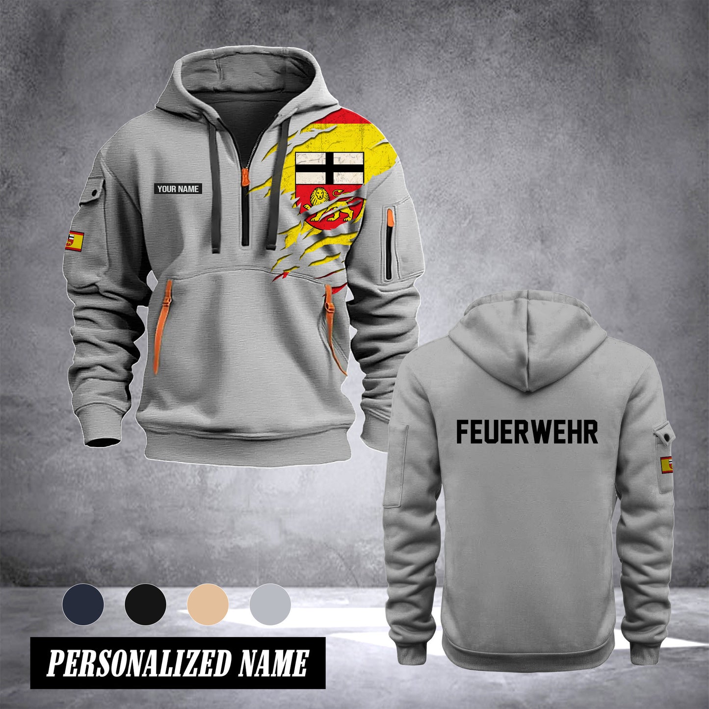 Firefighter Bonn Germany customize Hoodie Half Zipper 0909