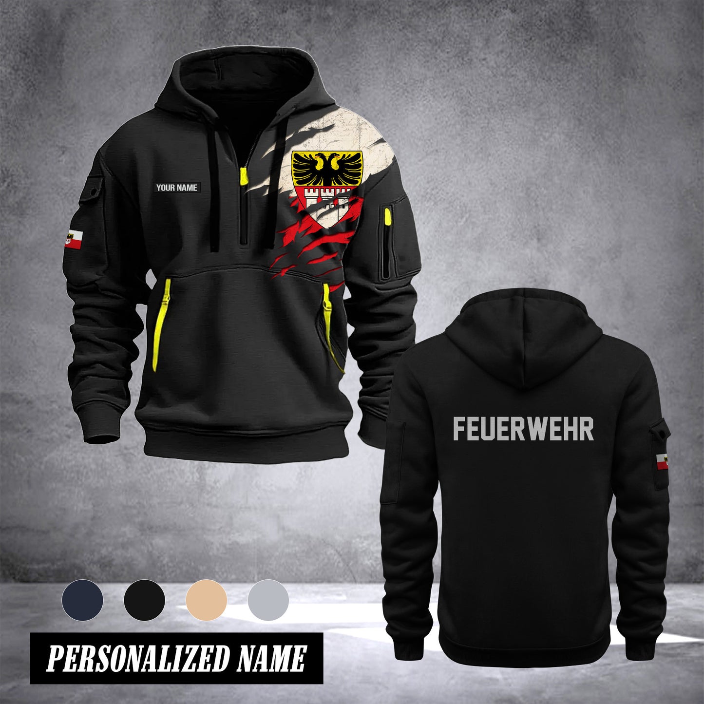 Firefighter Duisburg Germany customize Hoodie Half Zipper 0909