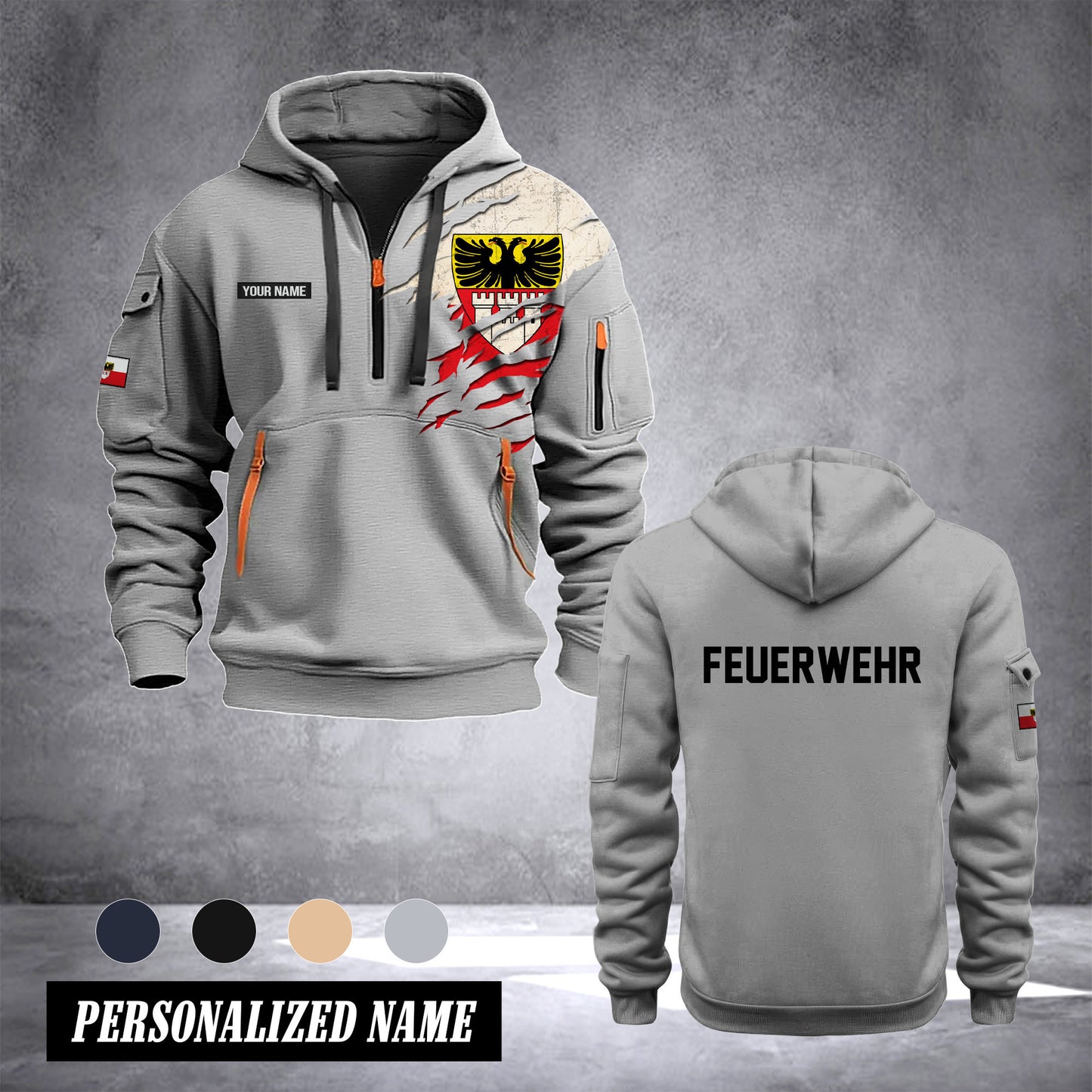 Firefighter Duisburg Germany customize Hoodie Half Zipper 0909